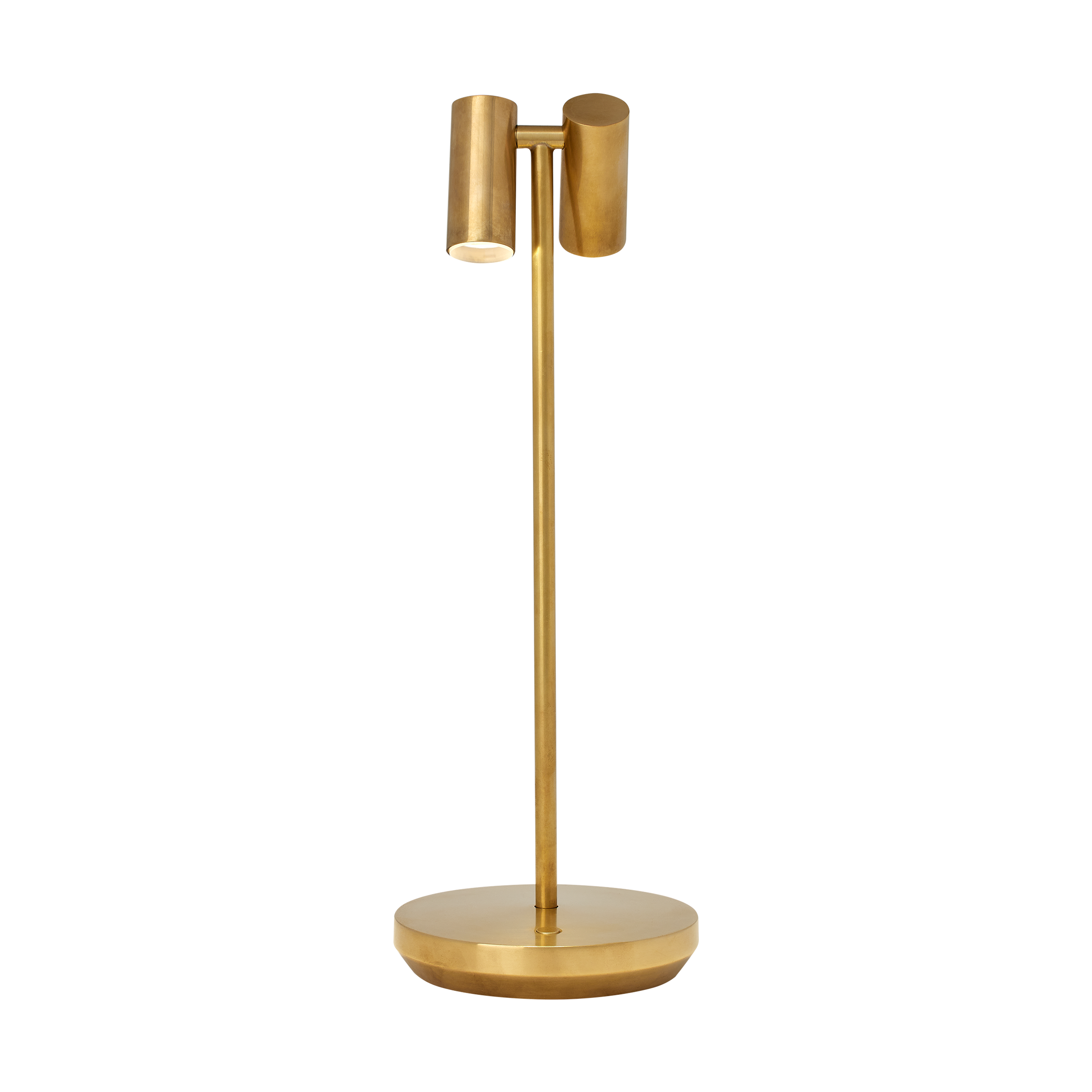 Doppia Accent Rechargeable Table Lamp in Natural Brass