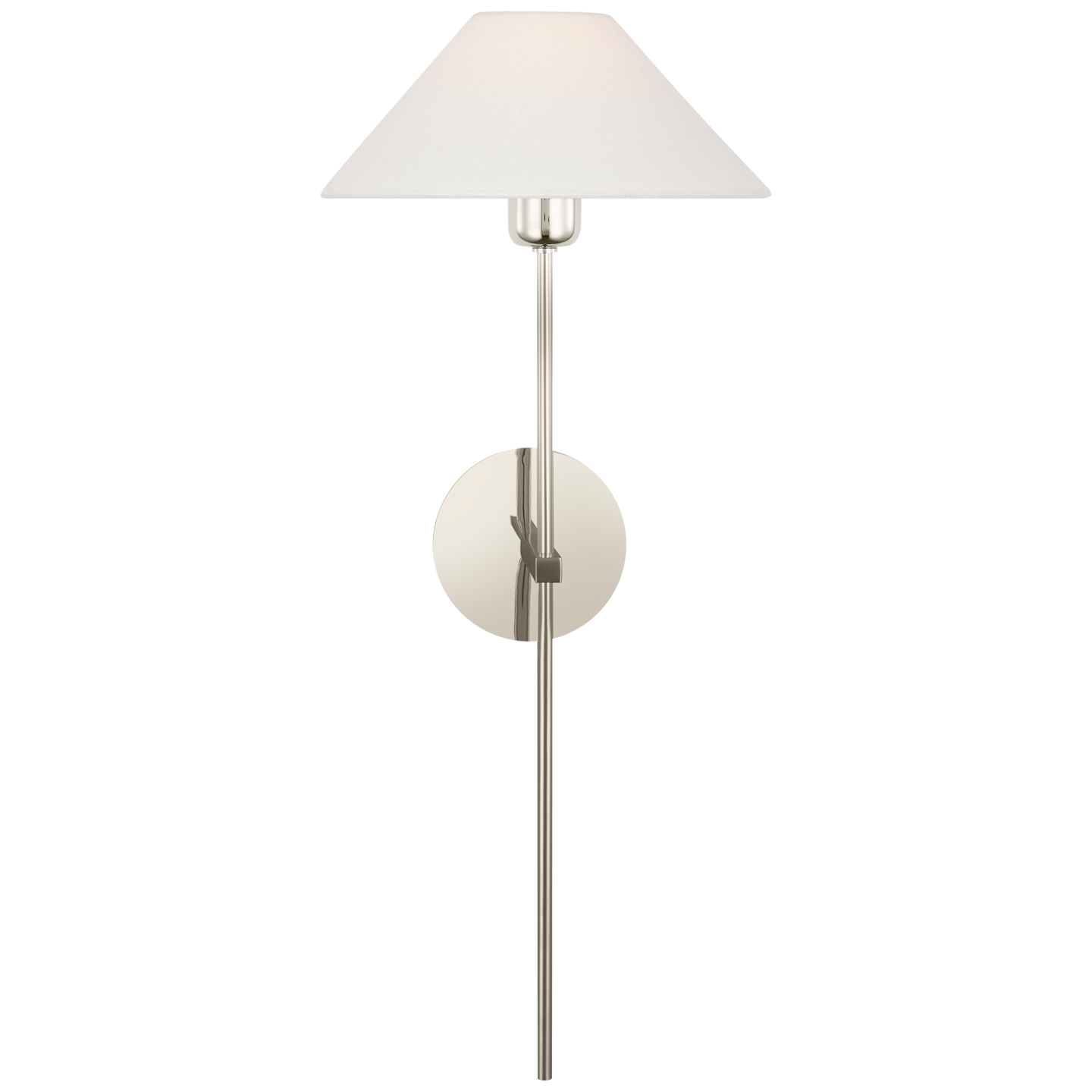Hackney 25" Tail Sconce in Polished Nickel with Linen Shade