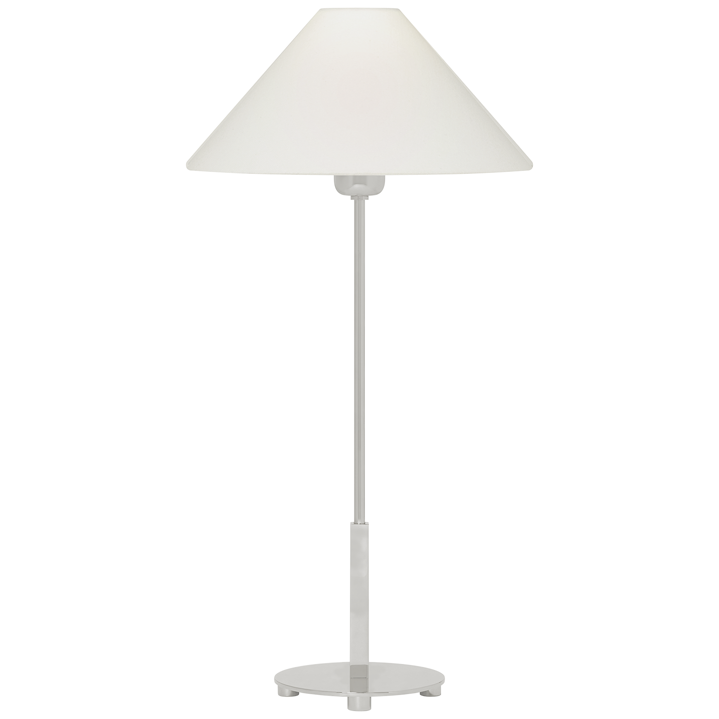 Hackney Table Lamp in Polished Nickel with Linen Shade