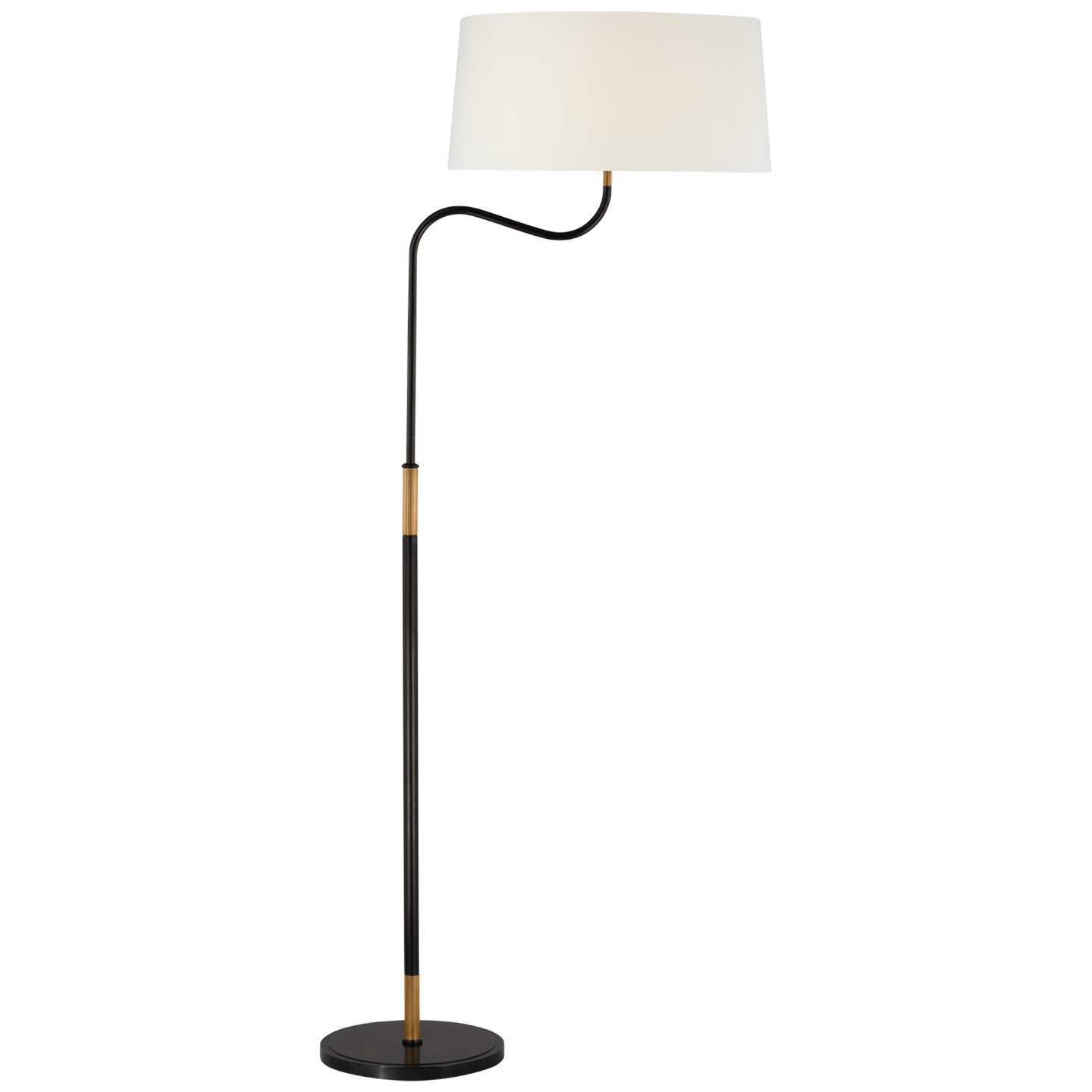 Canto Large Adjustable Floor Lamp in Bronze and Brass with Linen Shade