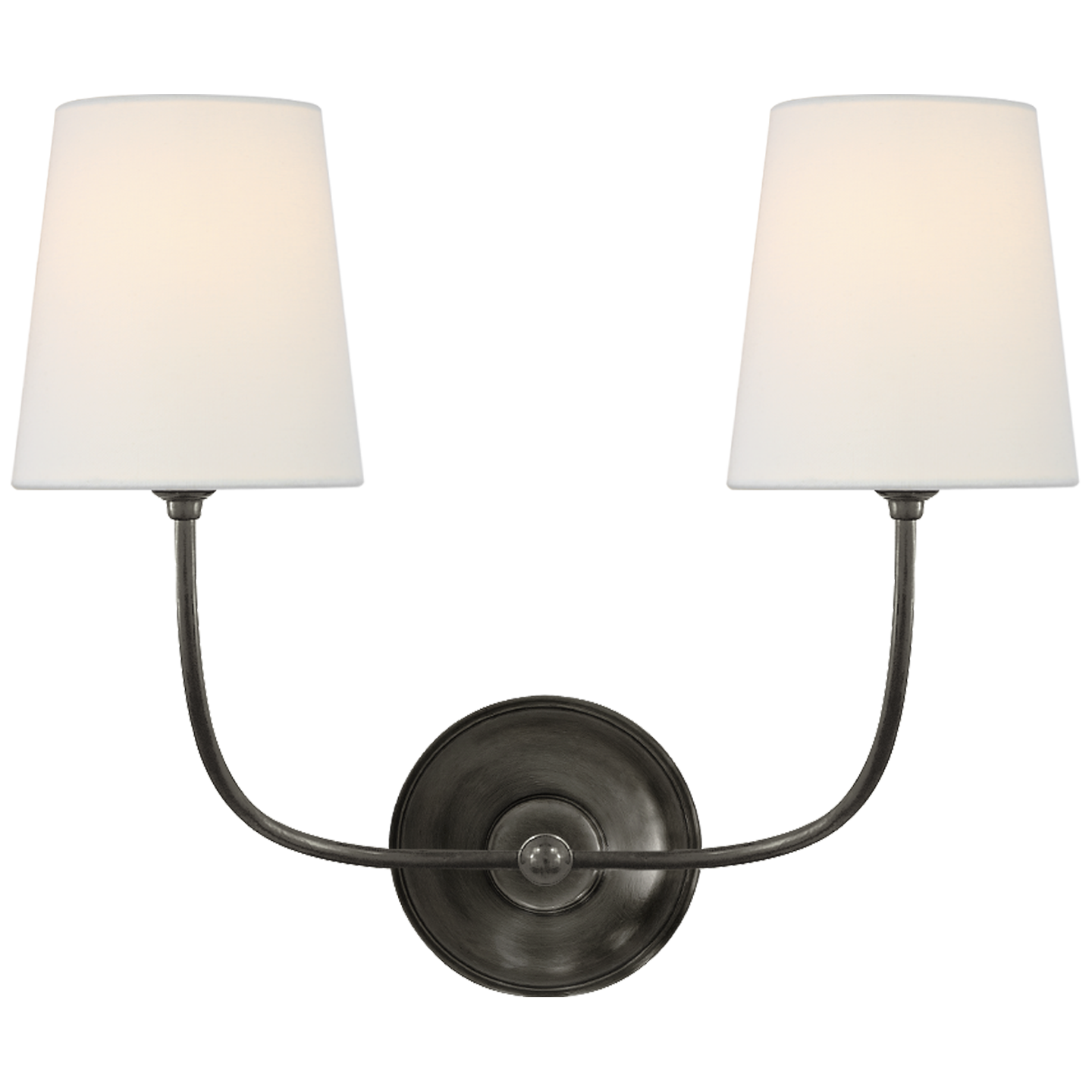 Vendome Double Sconce in Bronze with Linen Shades