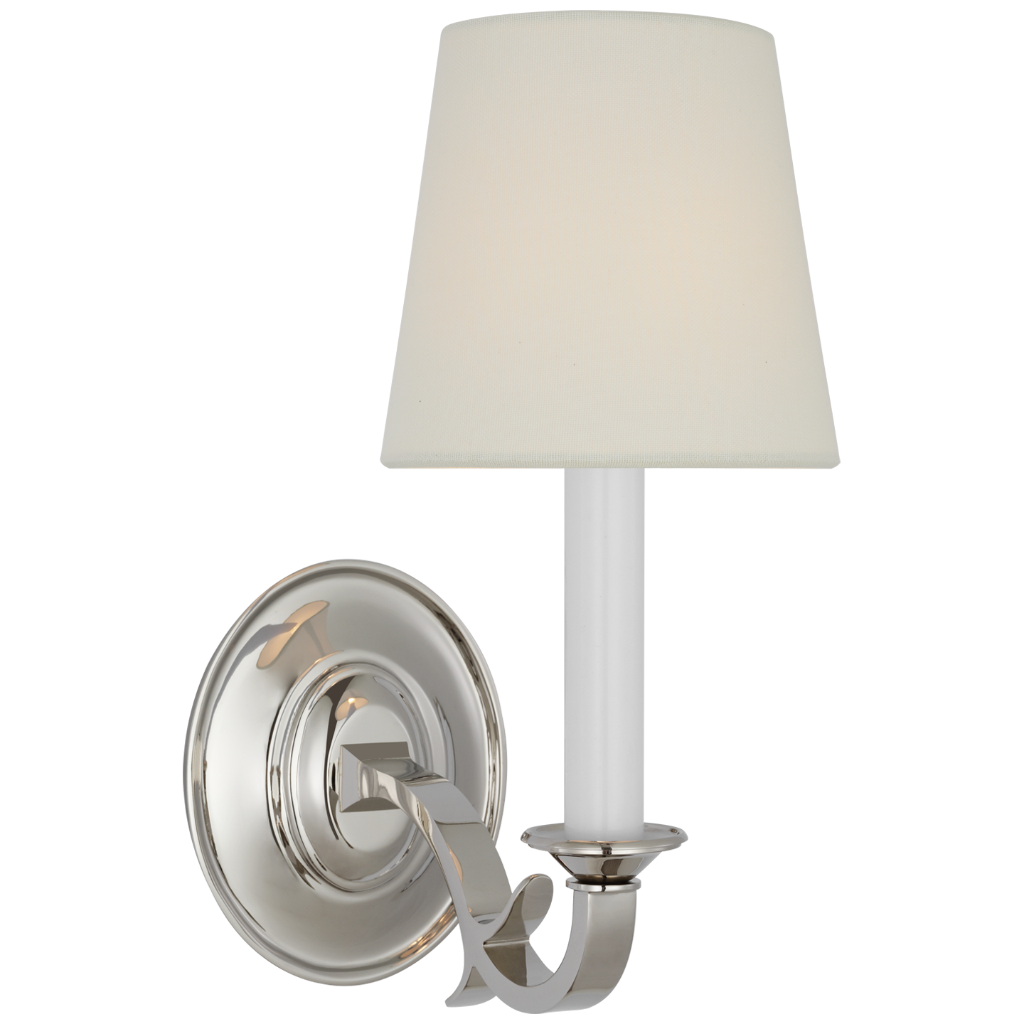 Channing Single Sconce in Polished Nickel with Linen Shade