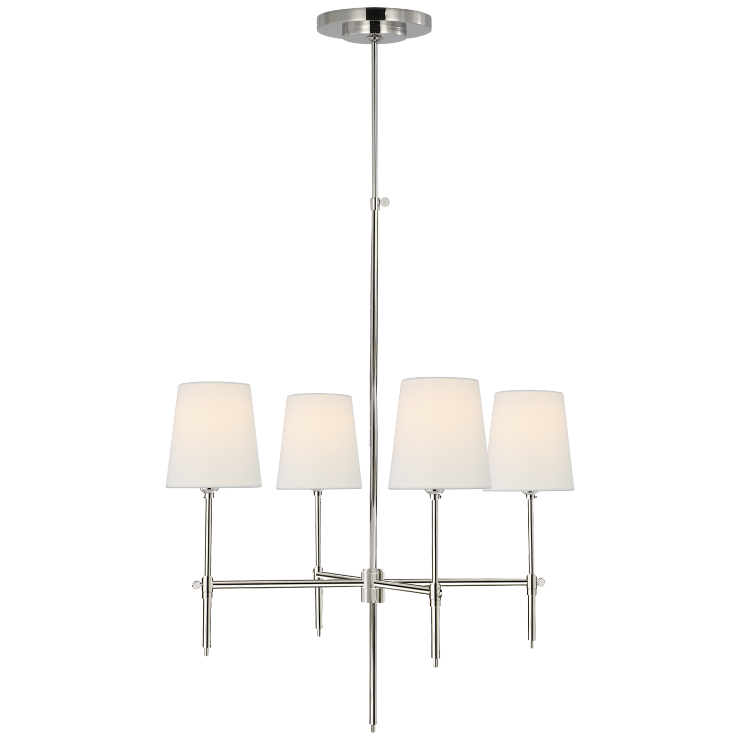 Bryant Small Chandelier in Polished Nickel with Linen Shades