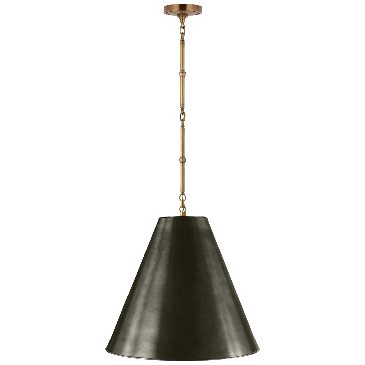 Goodman Medium Hanging Light in Hand-Rubbed Antique Brass with Bronze Shade