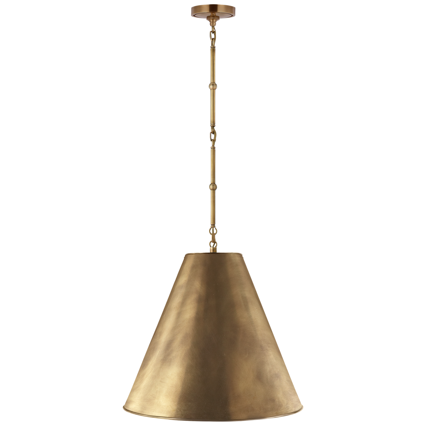 Goodman Medium Hanging Light in Hand-Rubbed Antique Brass with Hand-Rubbed Antique Brass Shade
