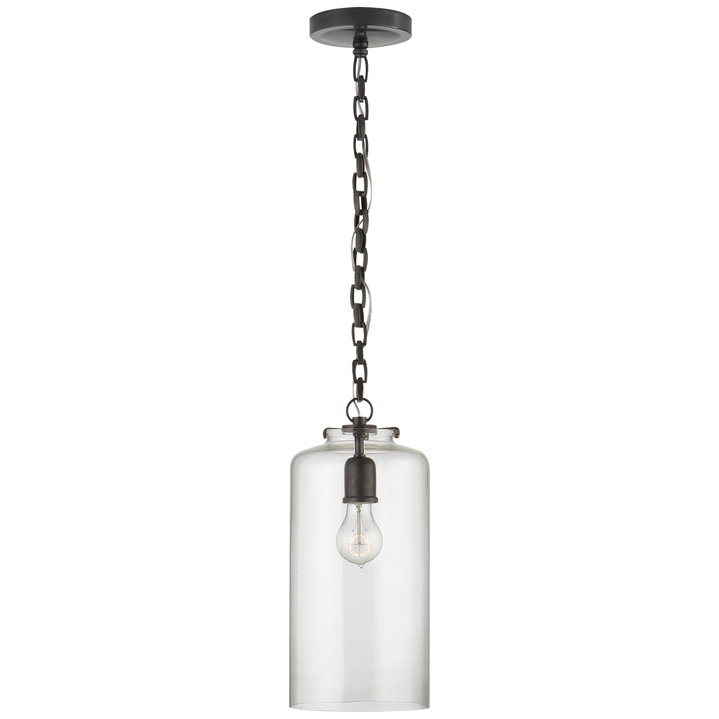 Katie Cylinder Pendant in Bronze with Clear Glass