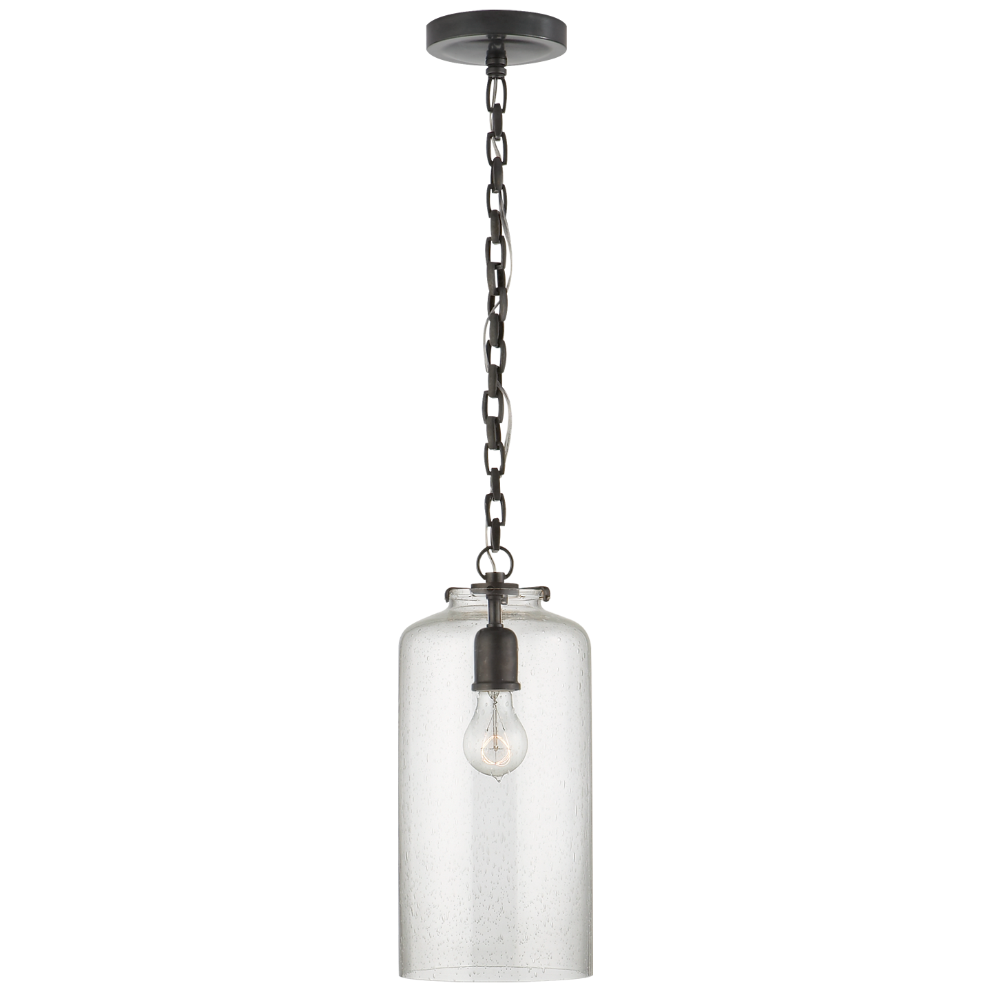 Katie Cylinder Pendant in Bronze with Seeded Glass