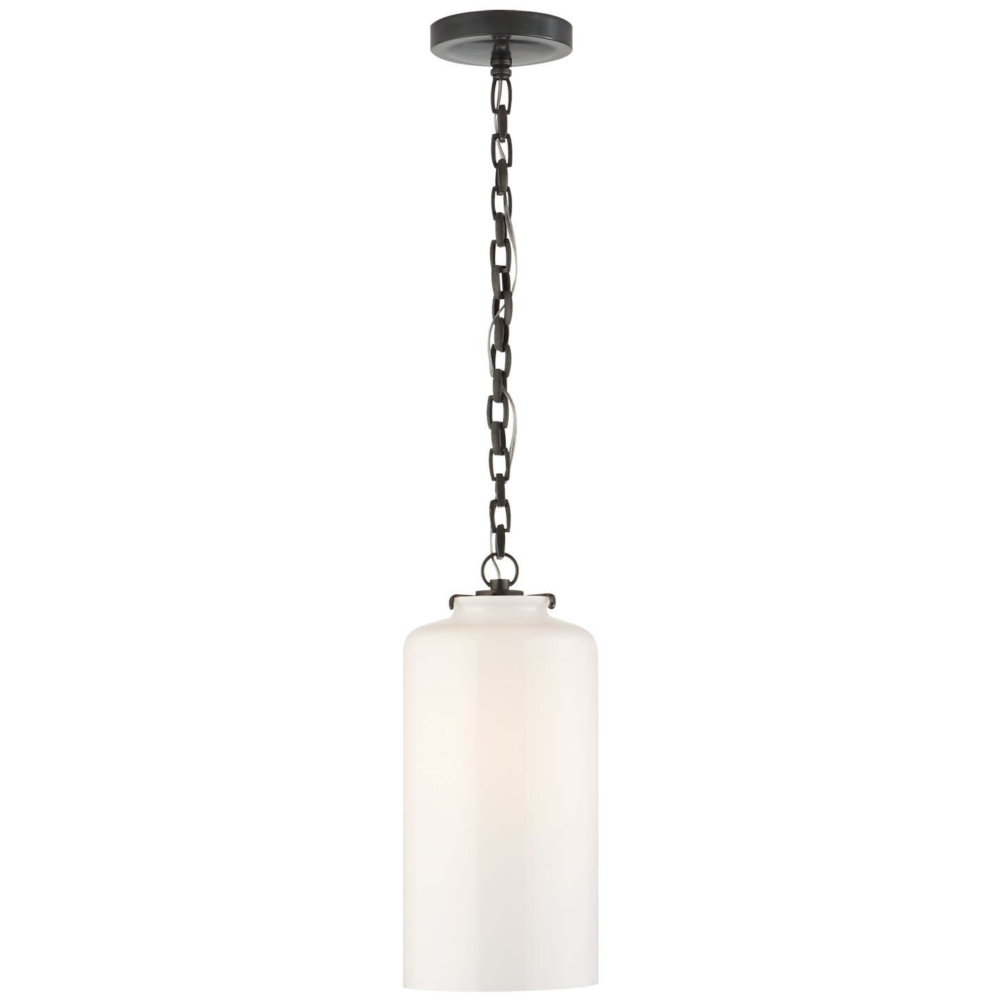 Katie Cylinder Pendant in Bronze with White Glass