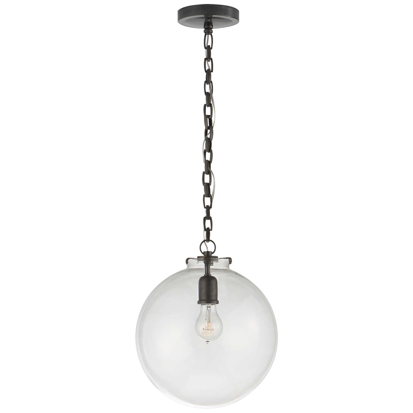 Katie Globe Pendant in Bronze with Clear Glass