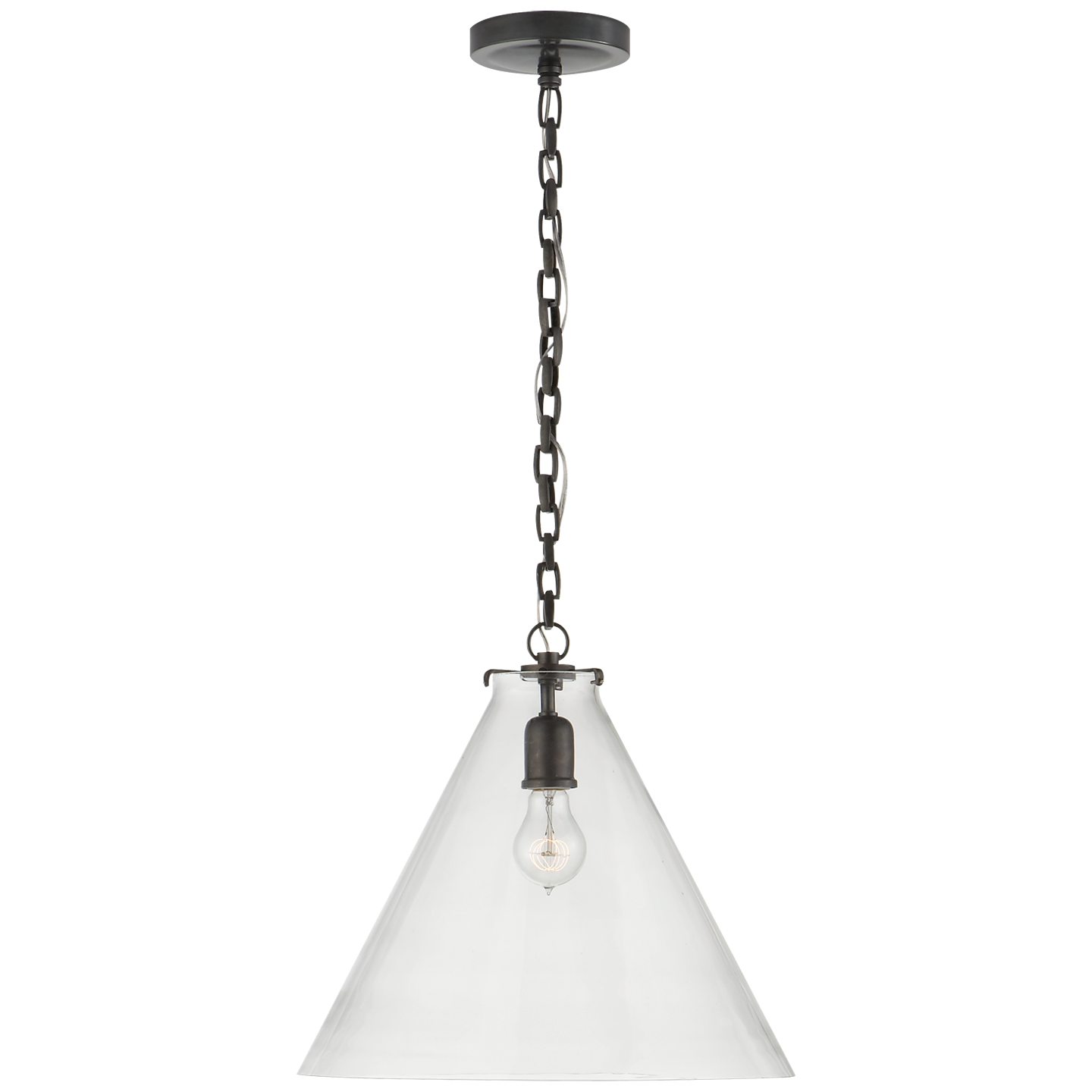 Katie Conical Pendant in Bronze with Clear Glass
