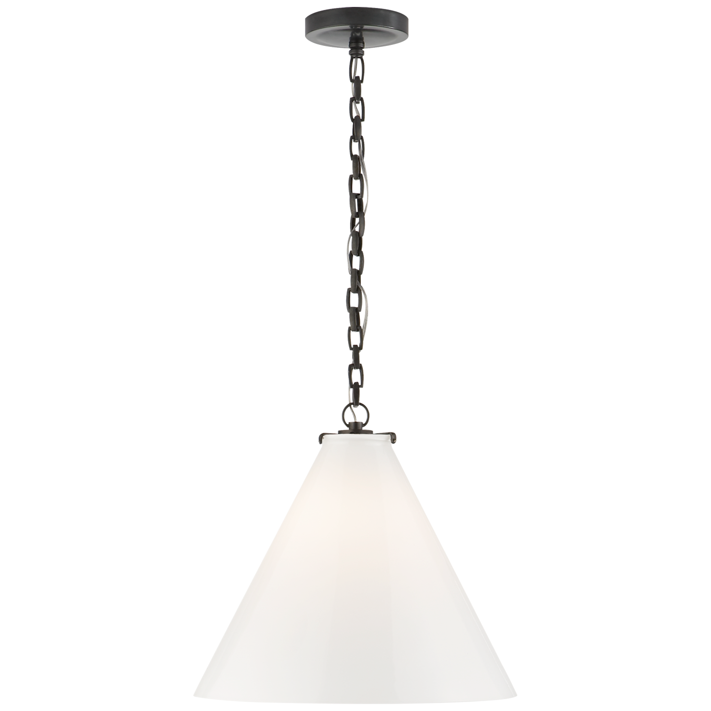 Katie Conical Pendant in Bronze with White Glass