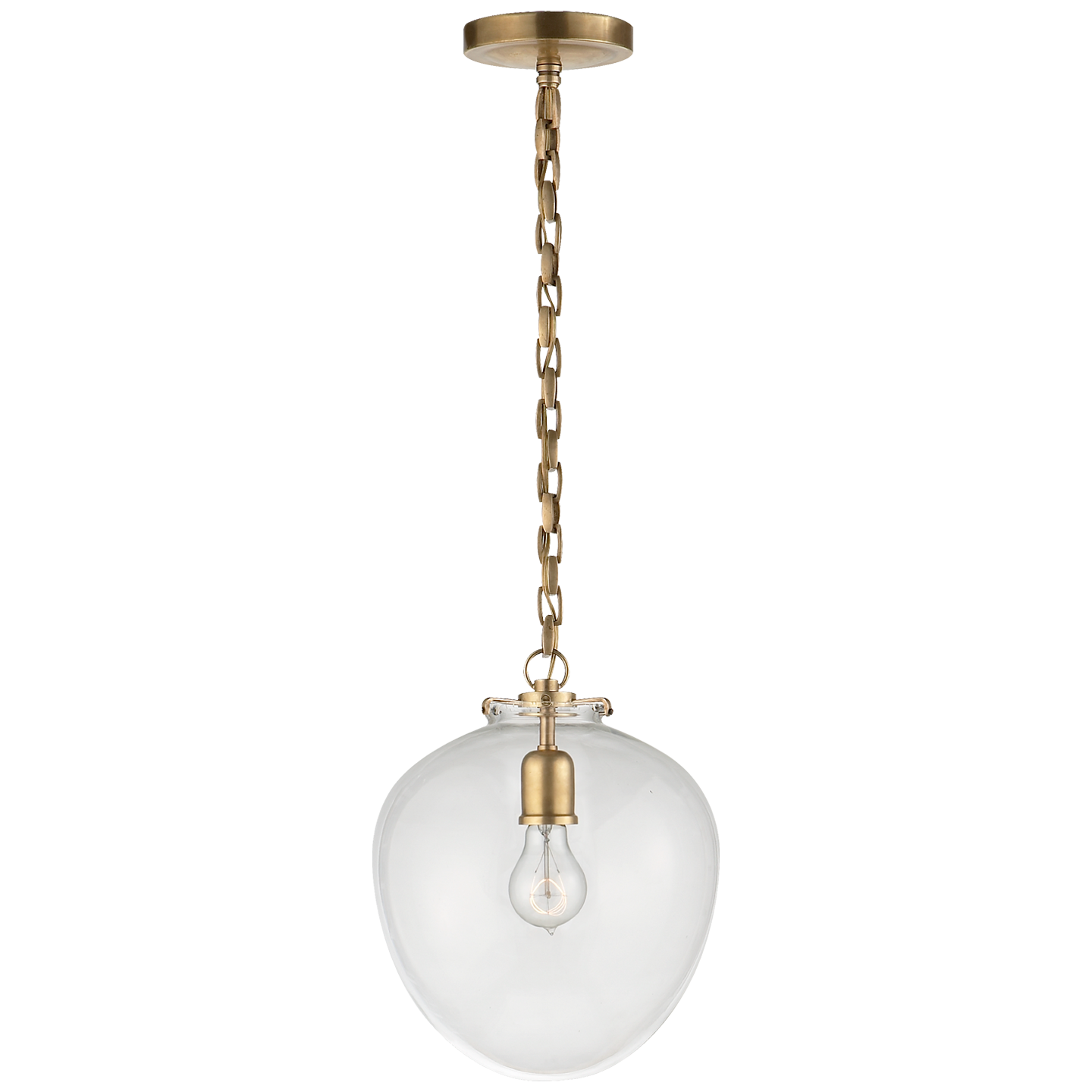 Katie Acorn Pendant in Hand-Rubbed Antique Brass with Clear Glass