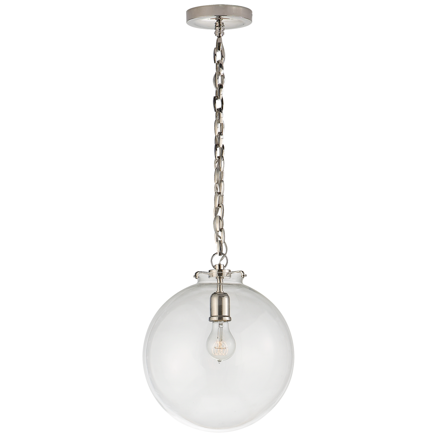 Katie Globe Pendant in Polished Nickel with Clear Glass