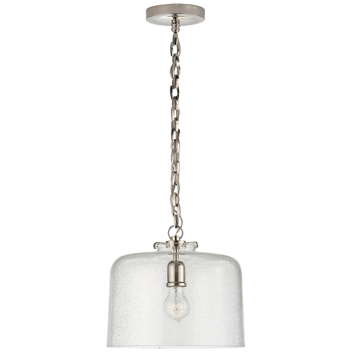 Katie Dome Pendant in Polished Nickel with Seeded Glass