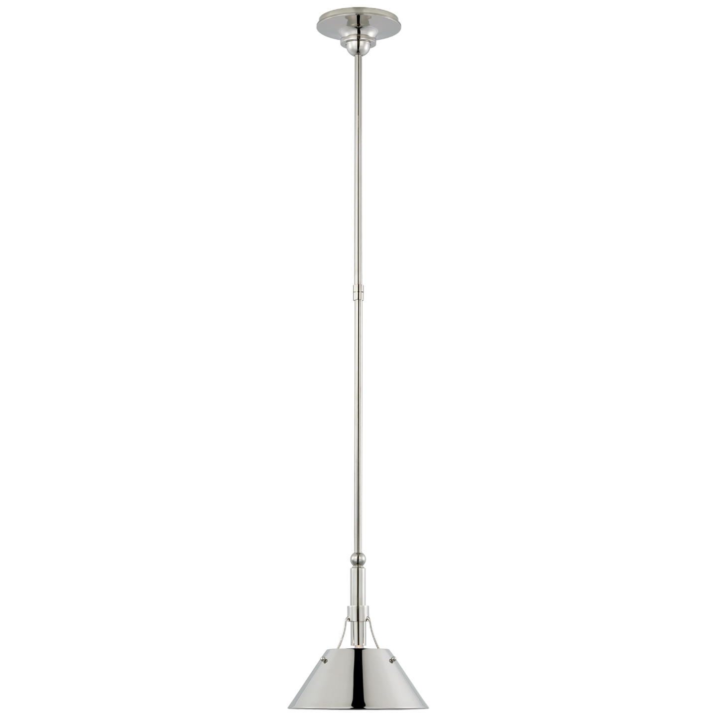 Turlington Small Pendant in Polished Nickel with Polished Nickel Shade