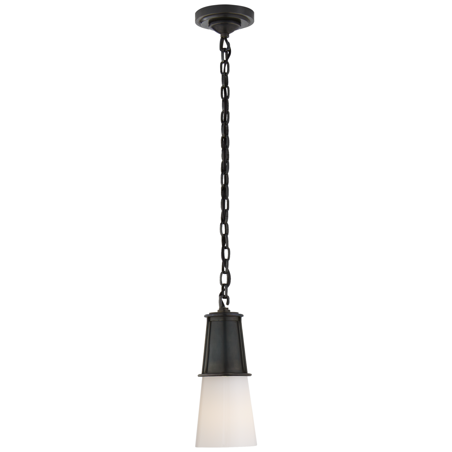 Robinson Small Pendant in Bronze with White Glass