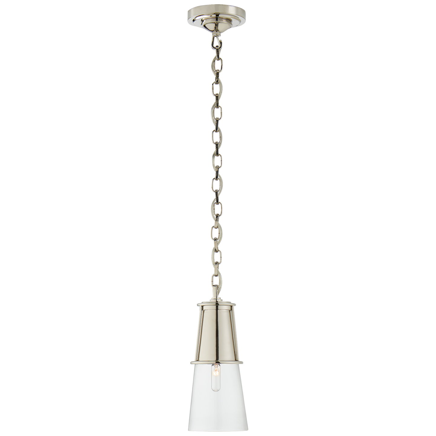 Robinson Small Pendant in Polished Nickel with Clear Glass