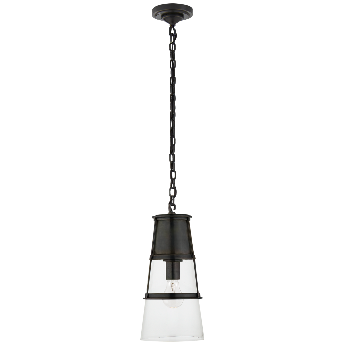 Robinson Medium Pendant in Bronze with Clear Glass