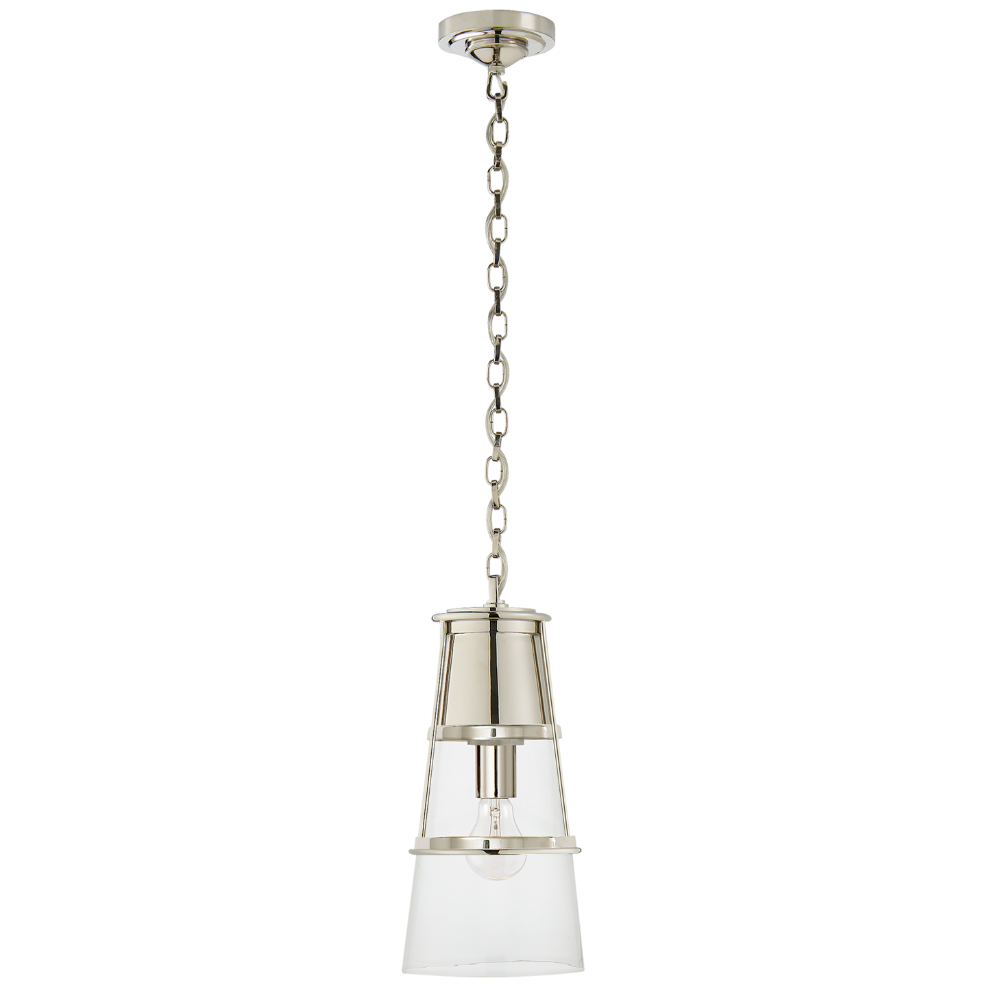 Robinson Medium Pendant in Polished Nickel with Clear Glass