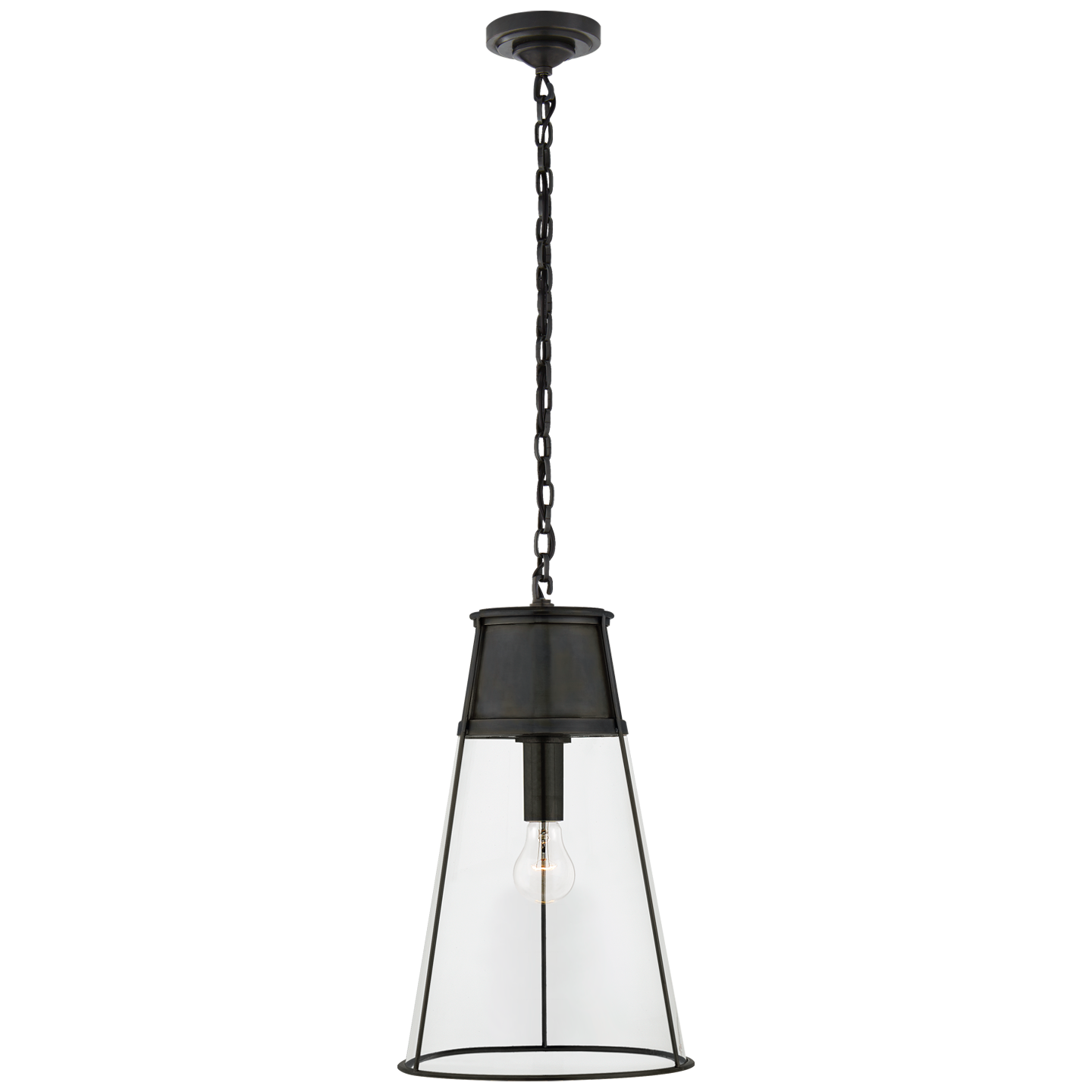 Robinson Large Pendant in Bronze with Clear Glass