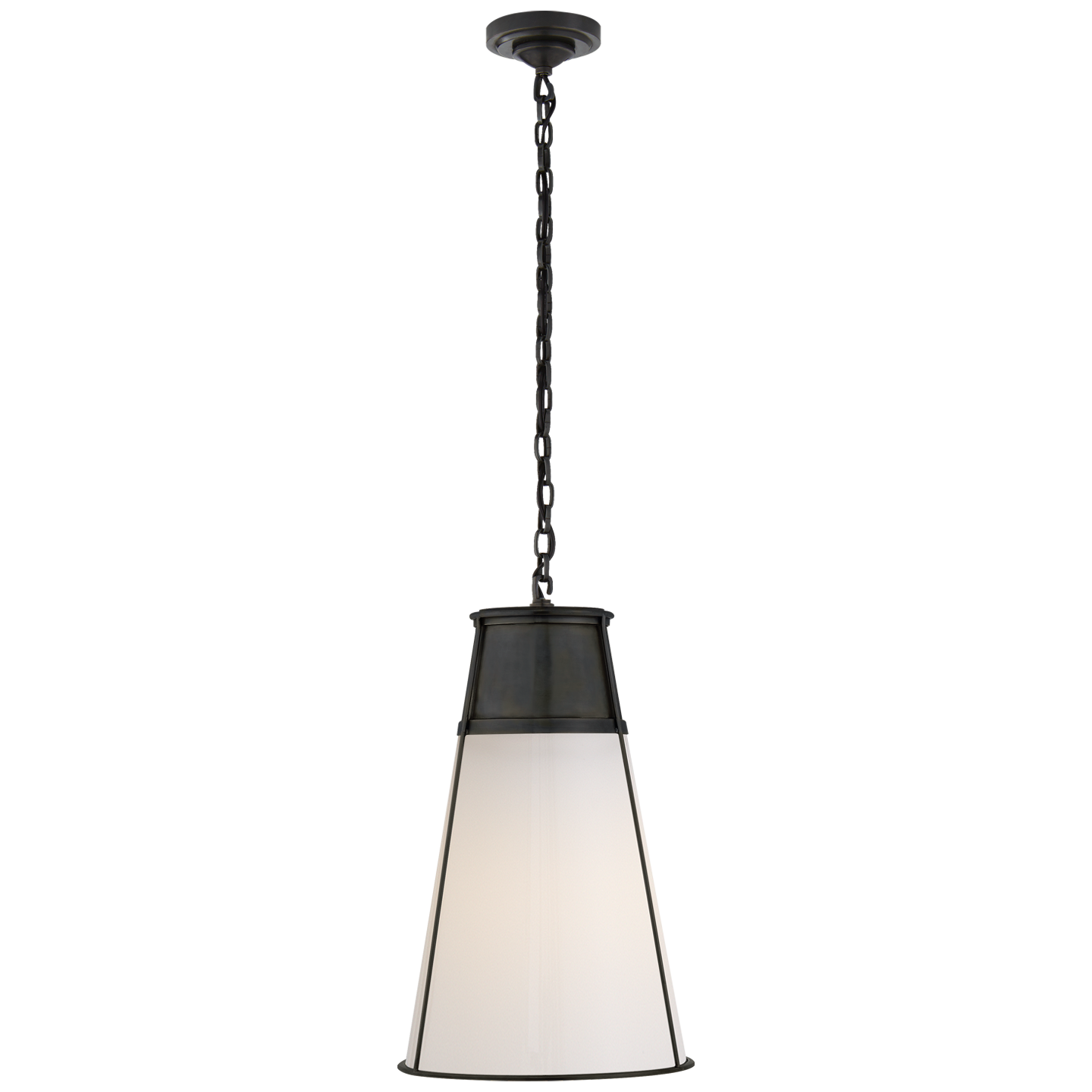 Robinson Large Pendant in Bronze with White Glass