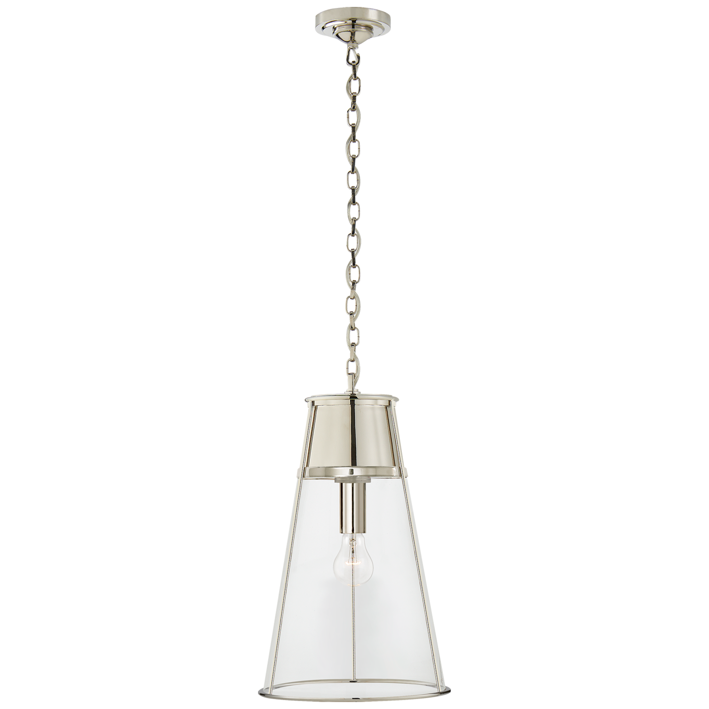 Robinson Large Pendant in Polished Nickel with Clear Glass