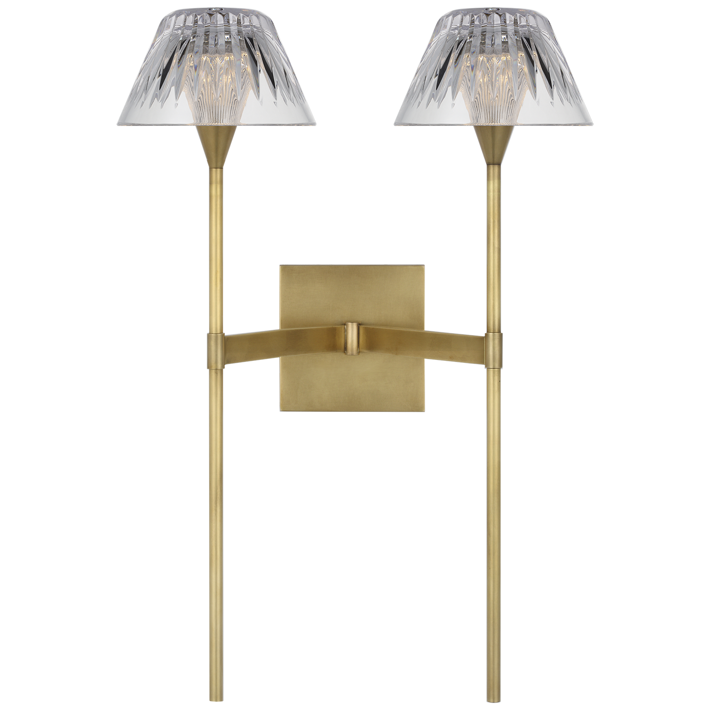 Blaze 19" 2 Light Tail Sconce in Natural Brass with Clear Crystal