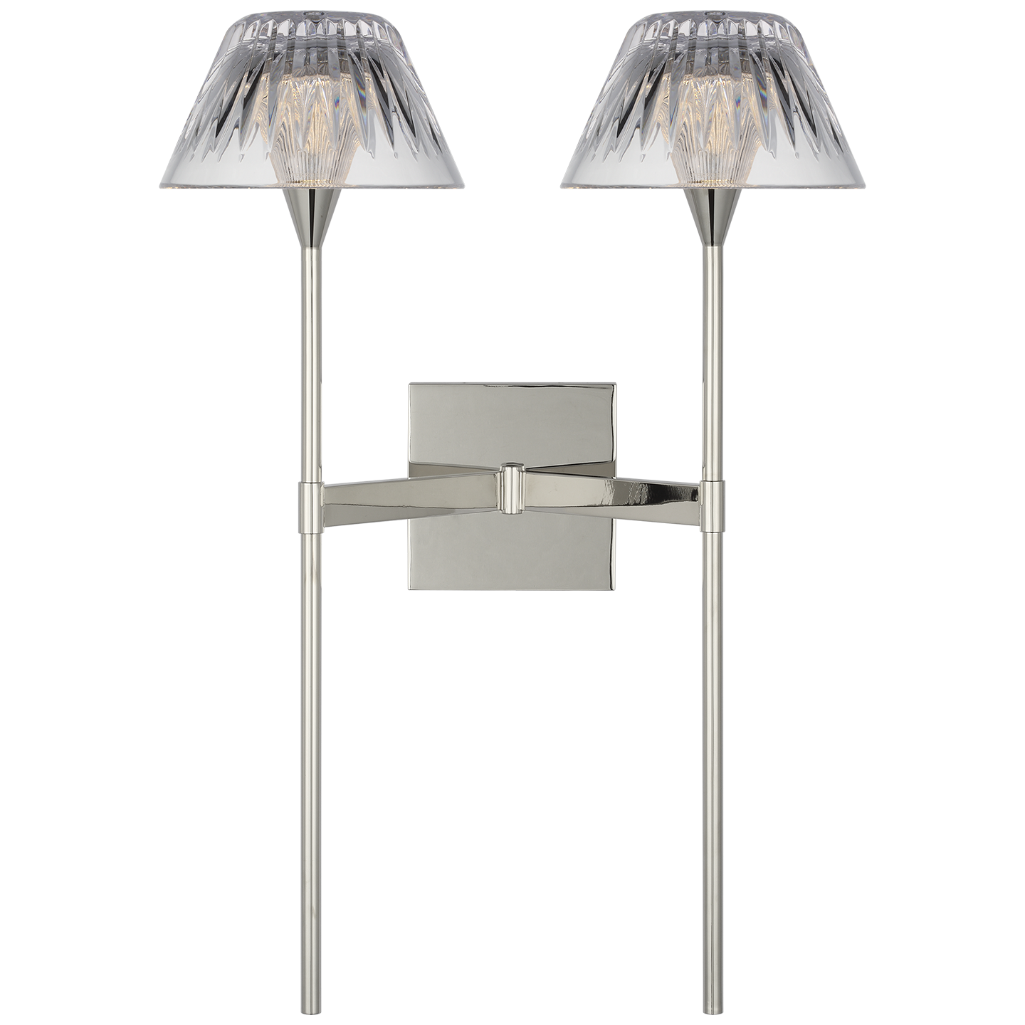 Blaze 19" 2 Light Tail Sconce in Polished Nickel with Clear Crystal
