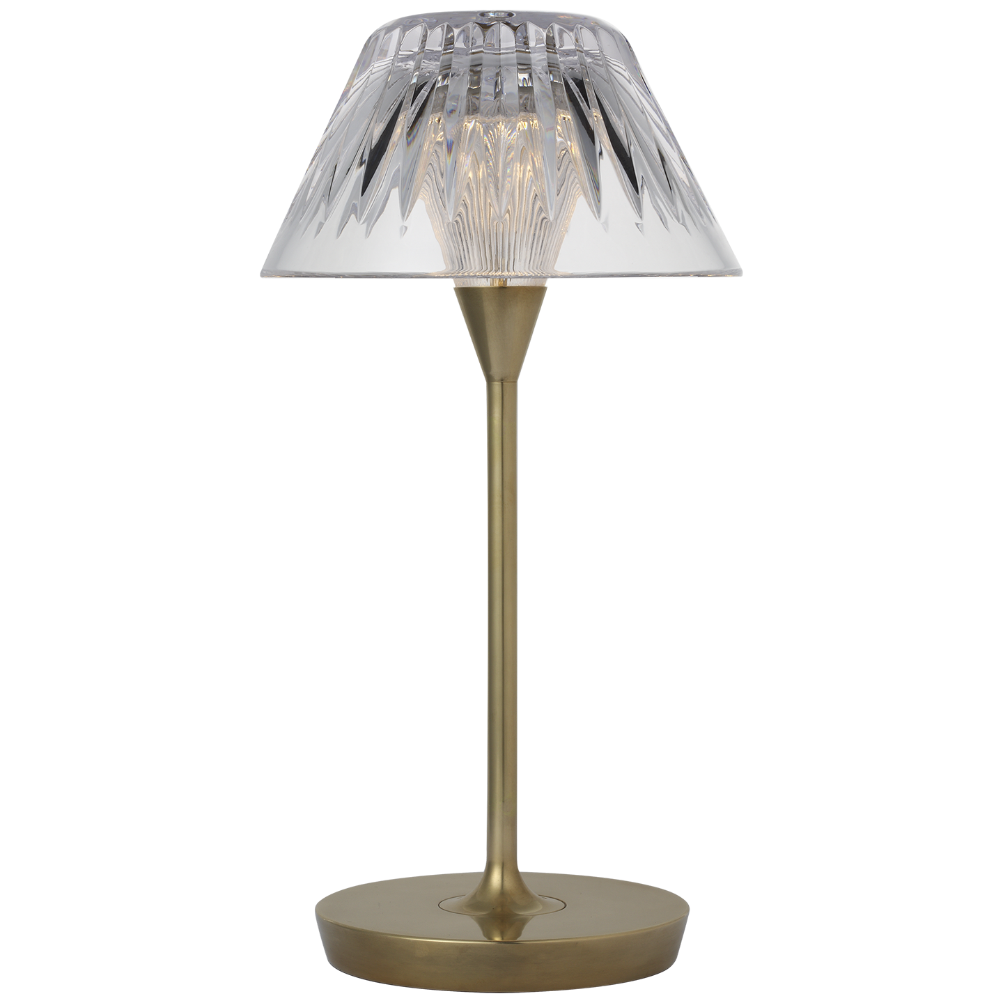 Blaze 12" Rechargeable Table Lamp in Natural Brass with Clear Crystal