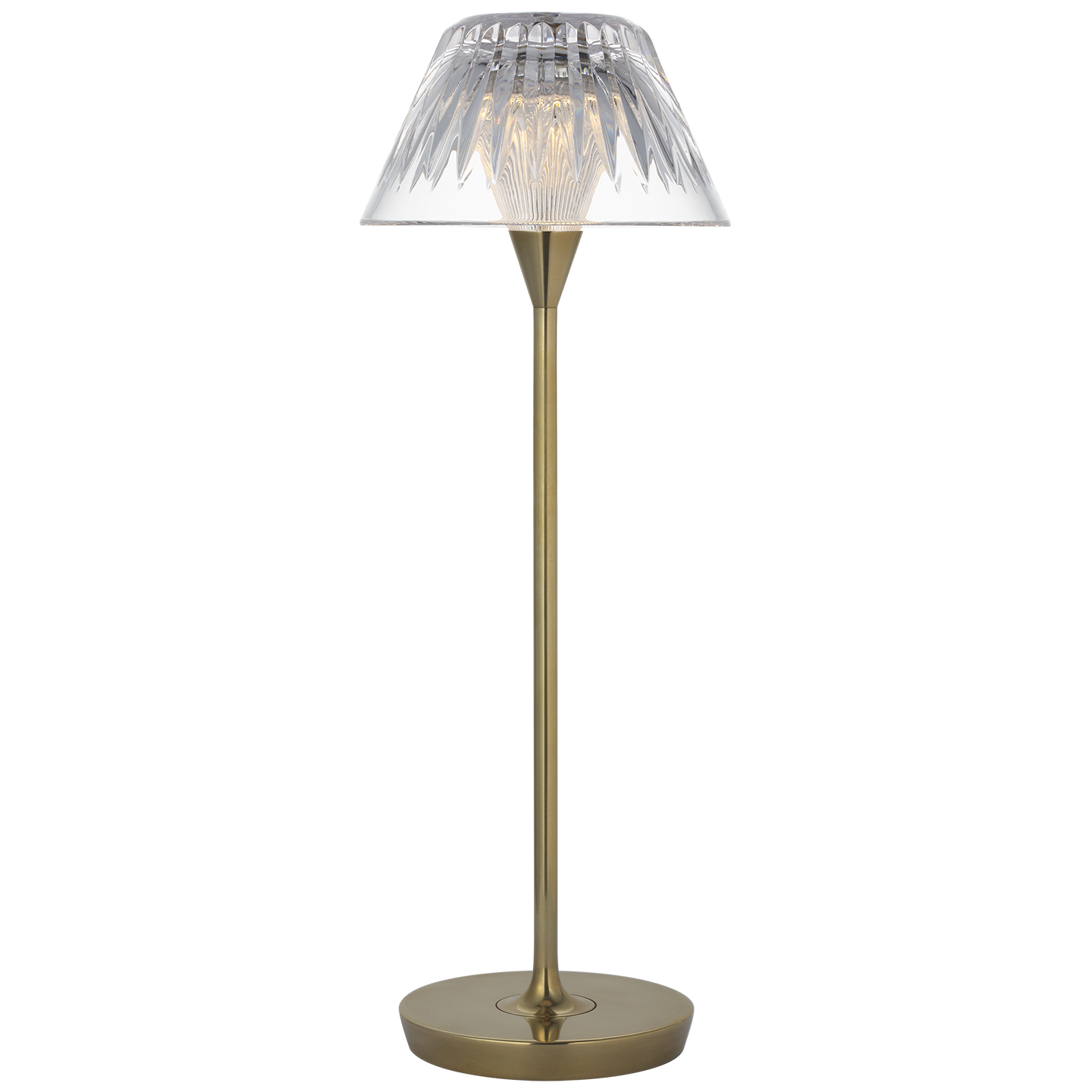 Blaze 16" Rechargeable Table Lamp in Natural Brass with Clear Crystal