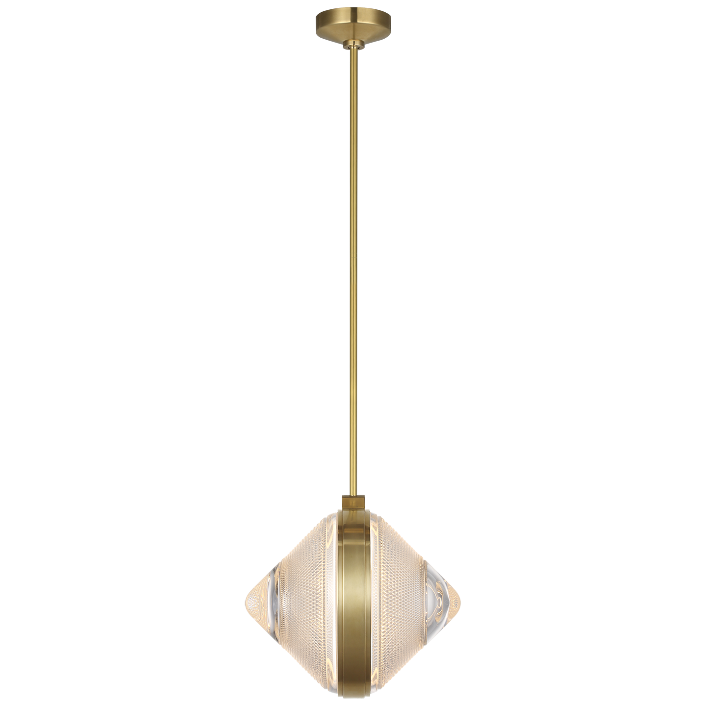 Copper Coast 15" Pendant in Natural Brass with Karo Cut Clear Crystal