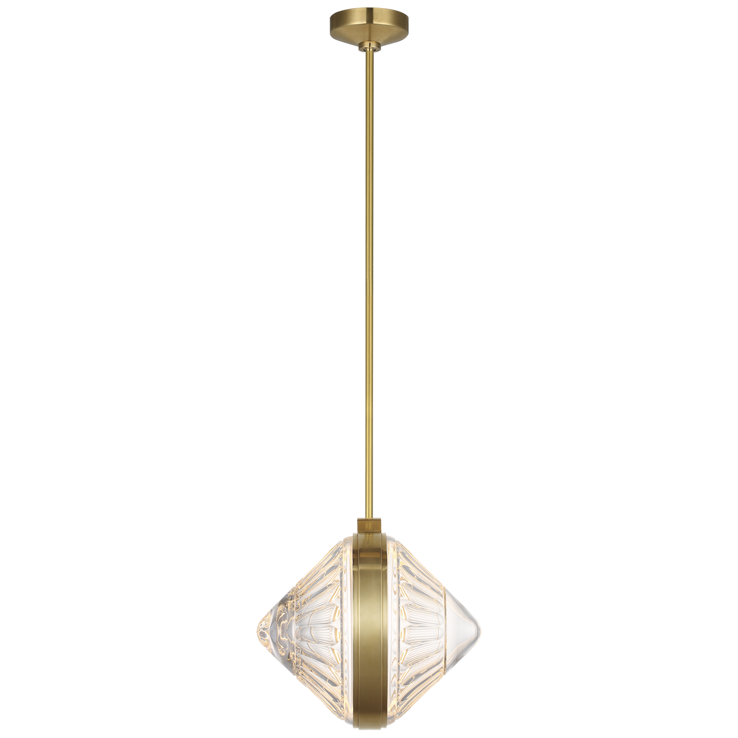 Copper Coast 15" Pendant in Natural Brass with Olive Cut Clear Crystal