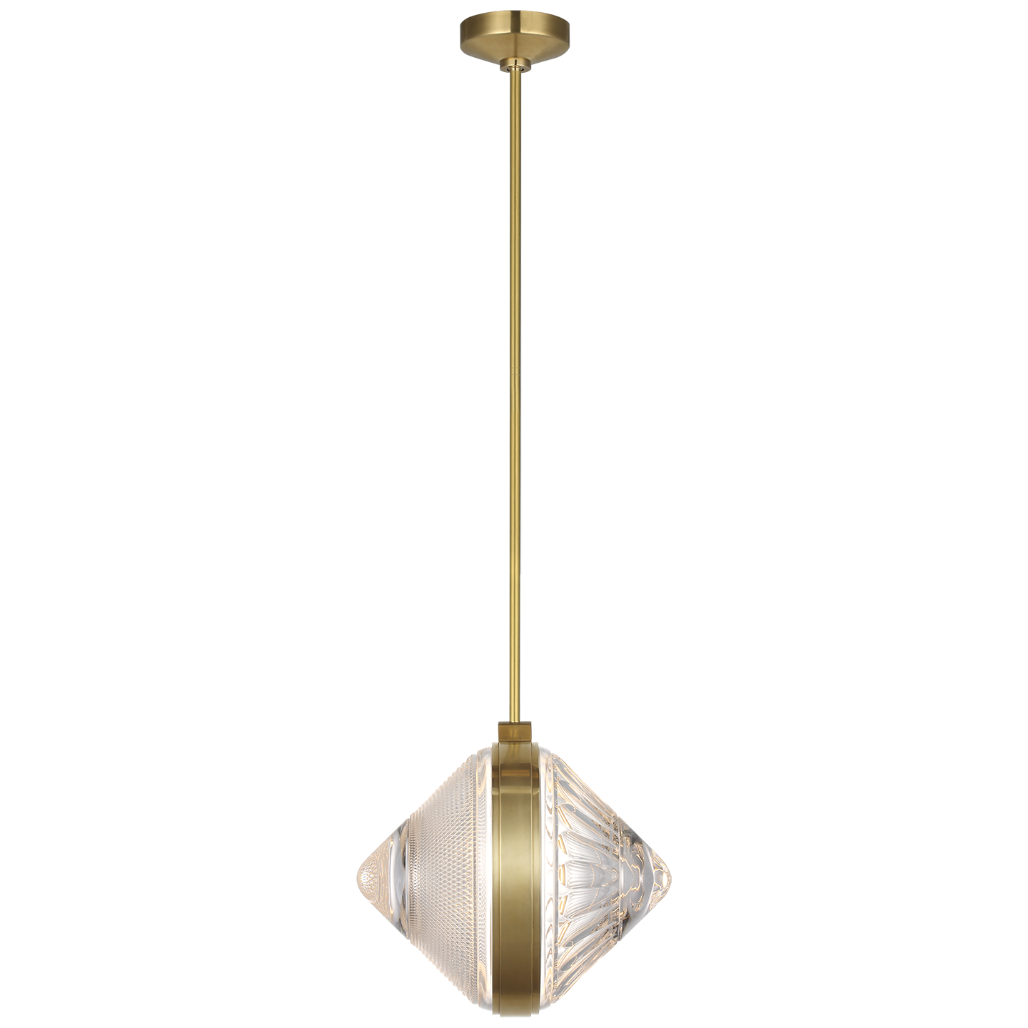 Copper Coast 15" Pendant in Natural Brass with Karo and Olive Cut Clear Crystal