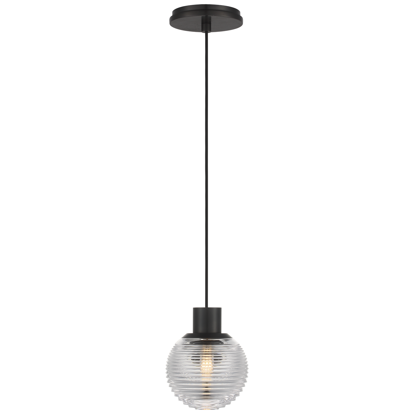 Circon 5" Mini Pendant in Bronze with Clear Crystal