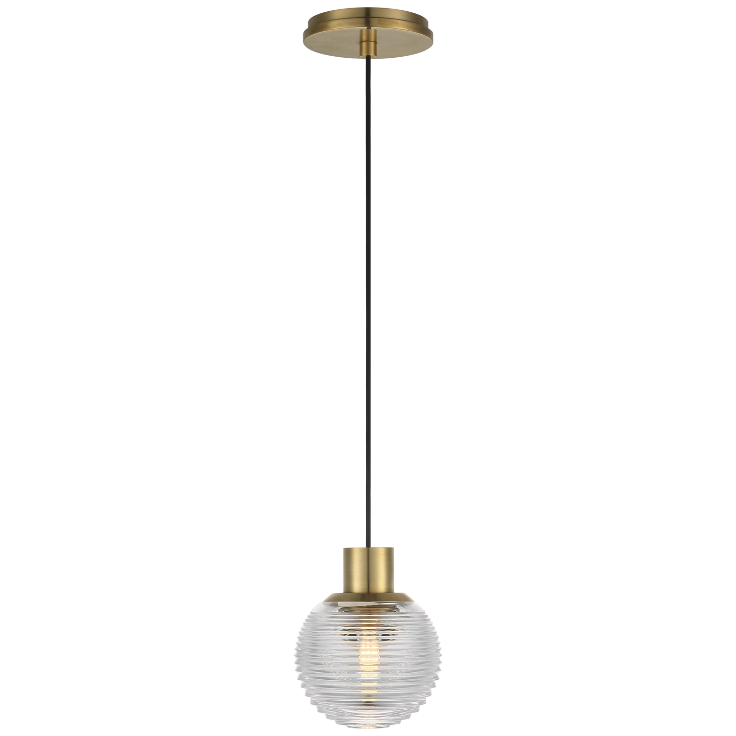 Circon 5" Mini Pendant in Natural Brass with Clear Crystal