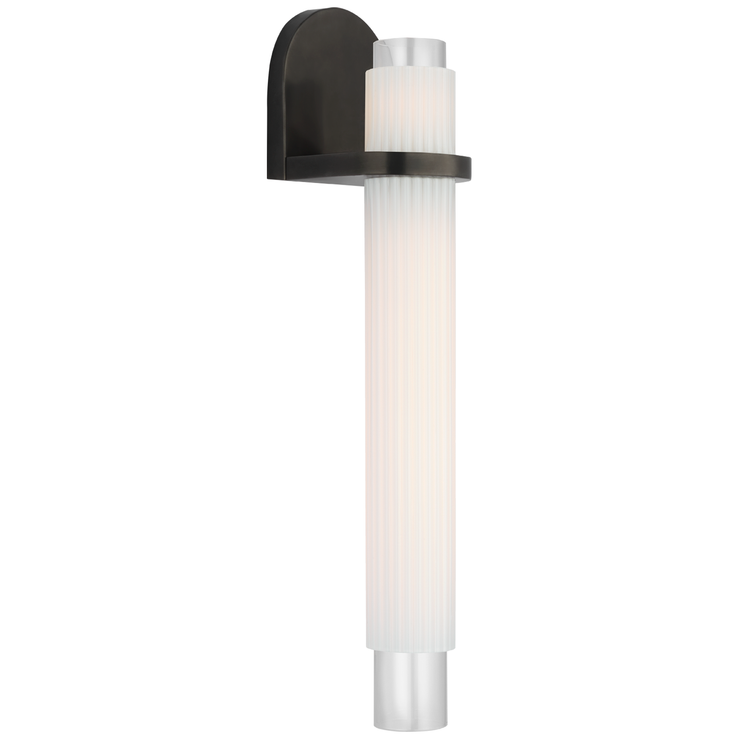 Arena 20" Sconce in Bronze with White Ribbed Glass