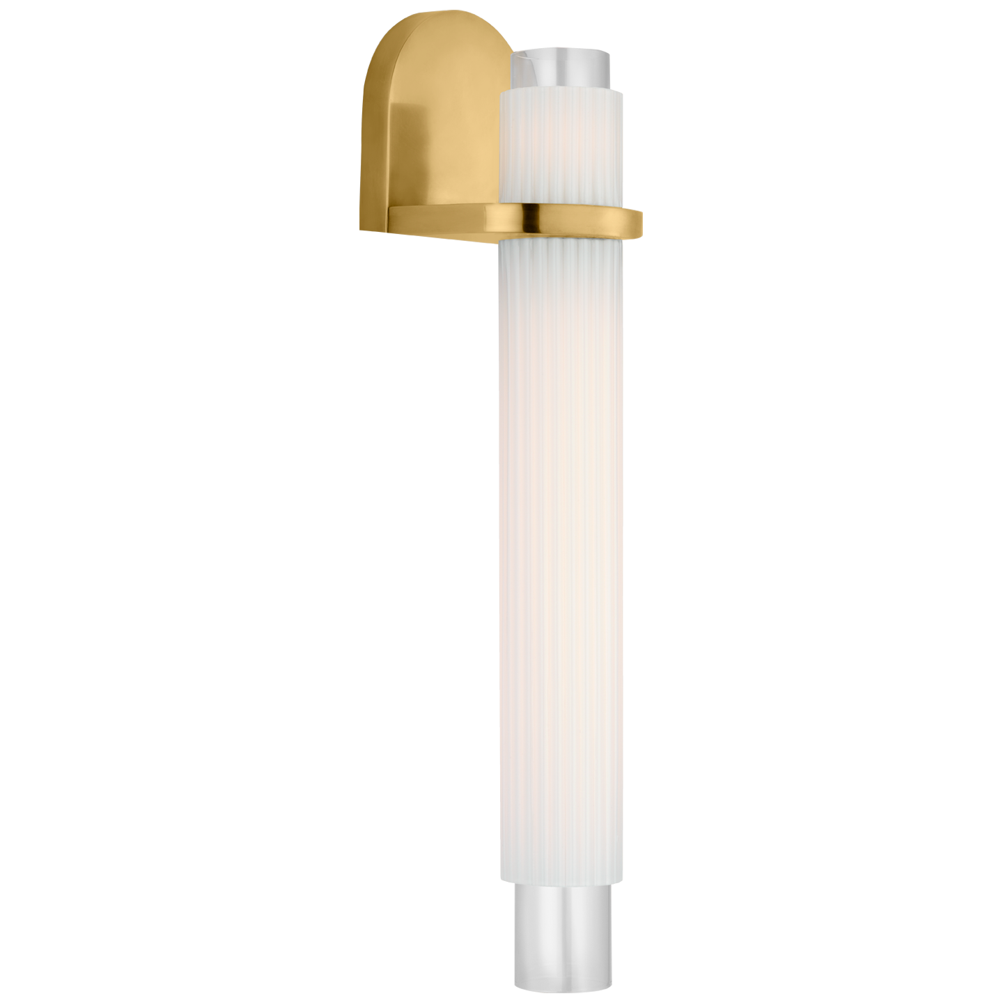 Arena 20" Sconce in Hand-Rubbed Antique Brass with White Ribbed Glass