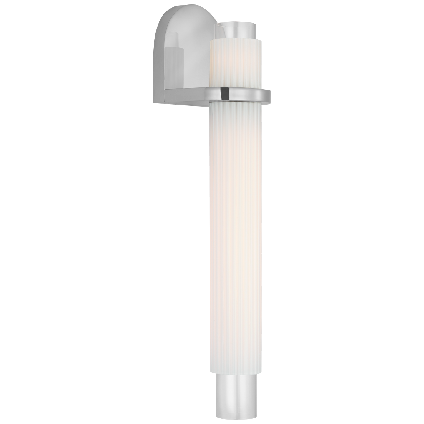 Arena 20" Sconce in Polished Nickel with White Ribbed Glass