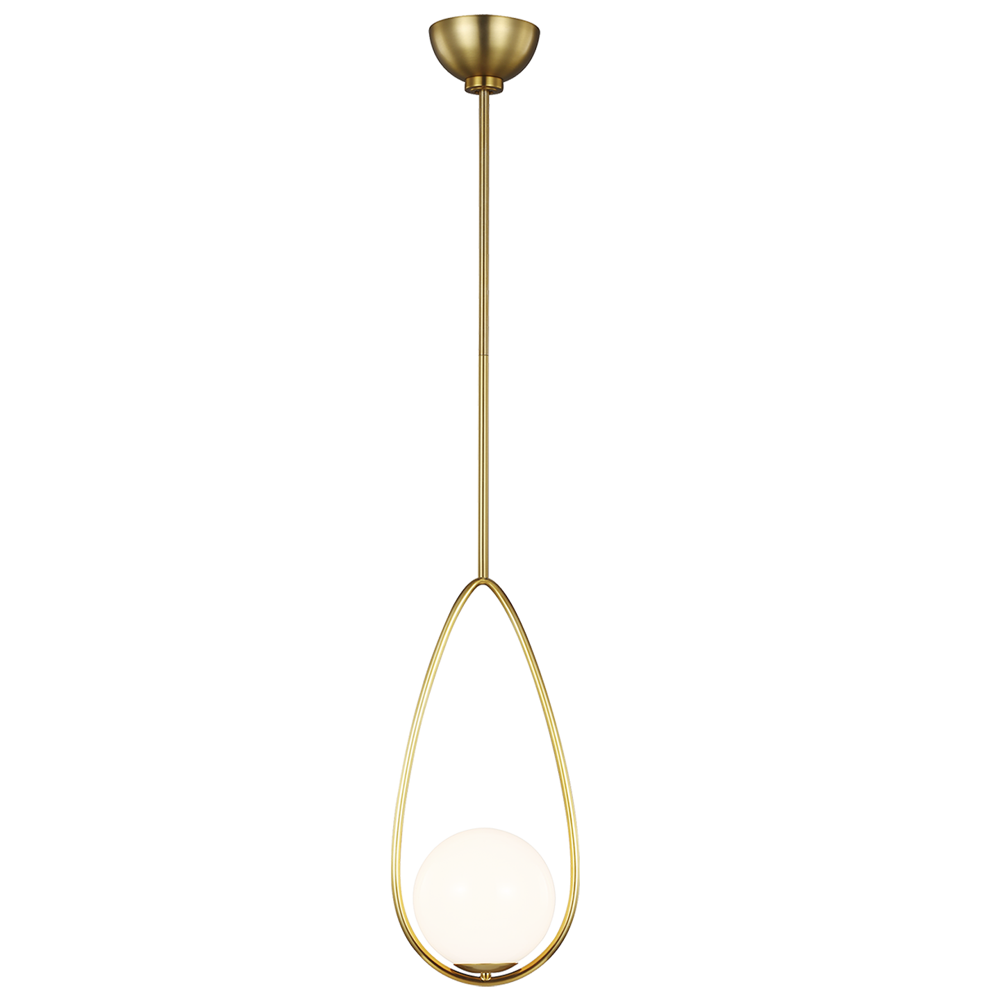 Galassia One Light Pendant in Burnished Brass with White Glass