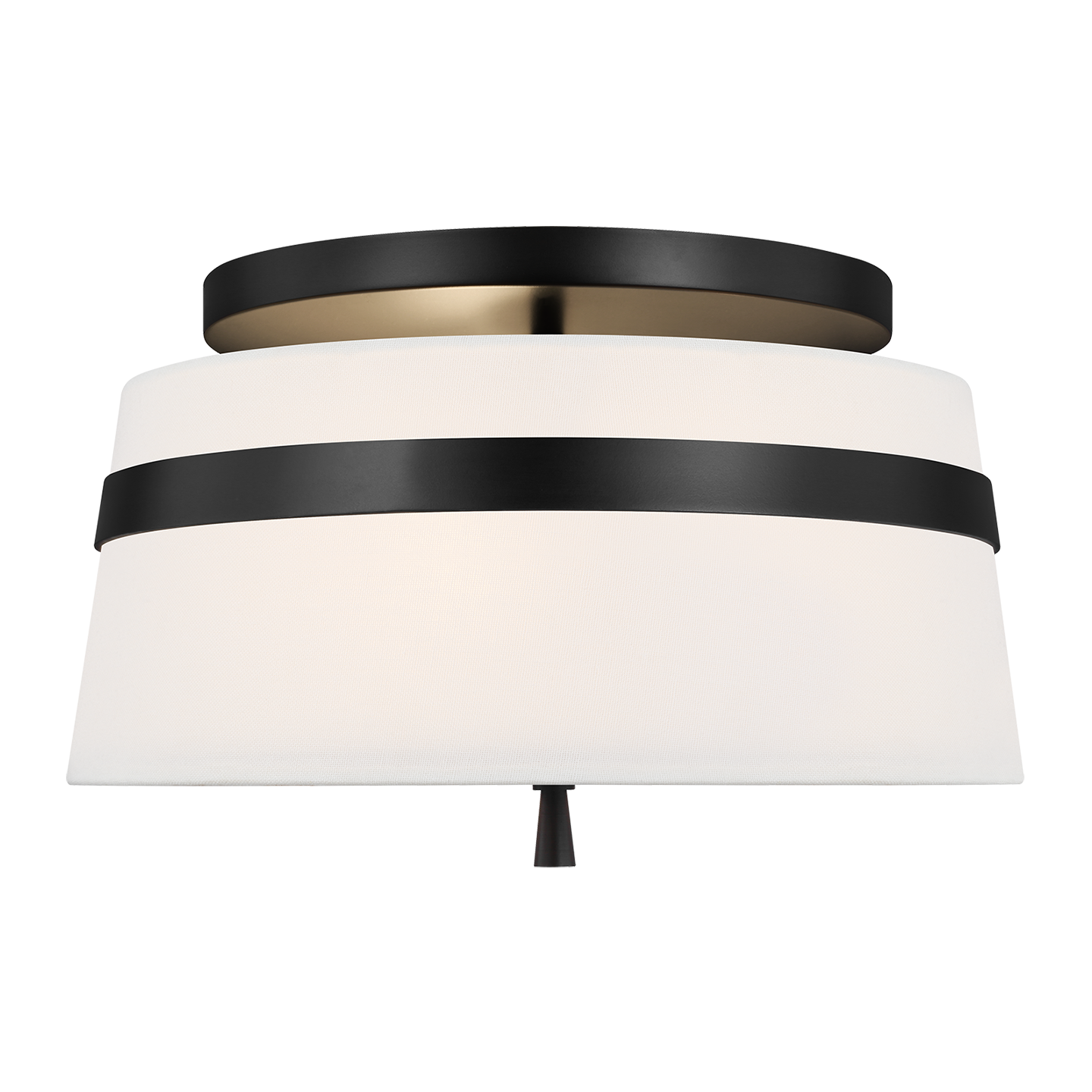 Cordtlandt Small Semi-Flush Mount in Aged Iron with Linen Shades