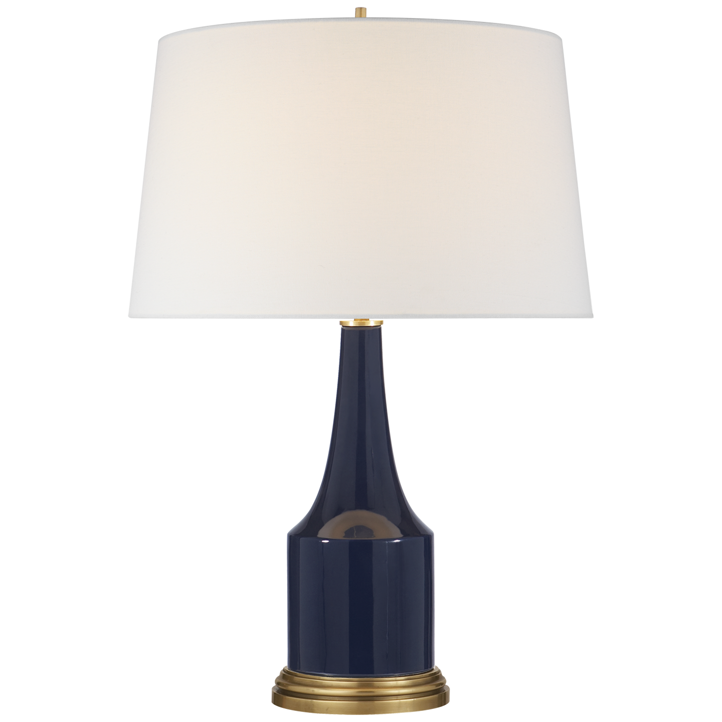 Sawyer Table Lamp in Midnight Blue Porcelain with Linen Shade