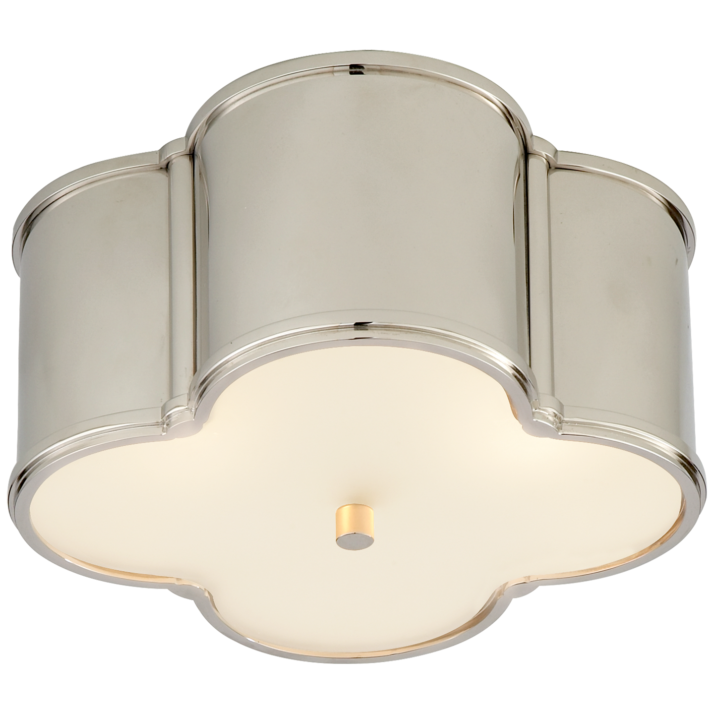 Basil Small Flush Mount in Polished Nickel with Frosted Glass