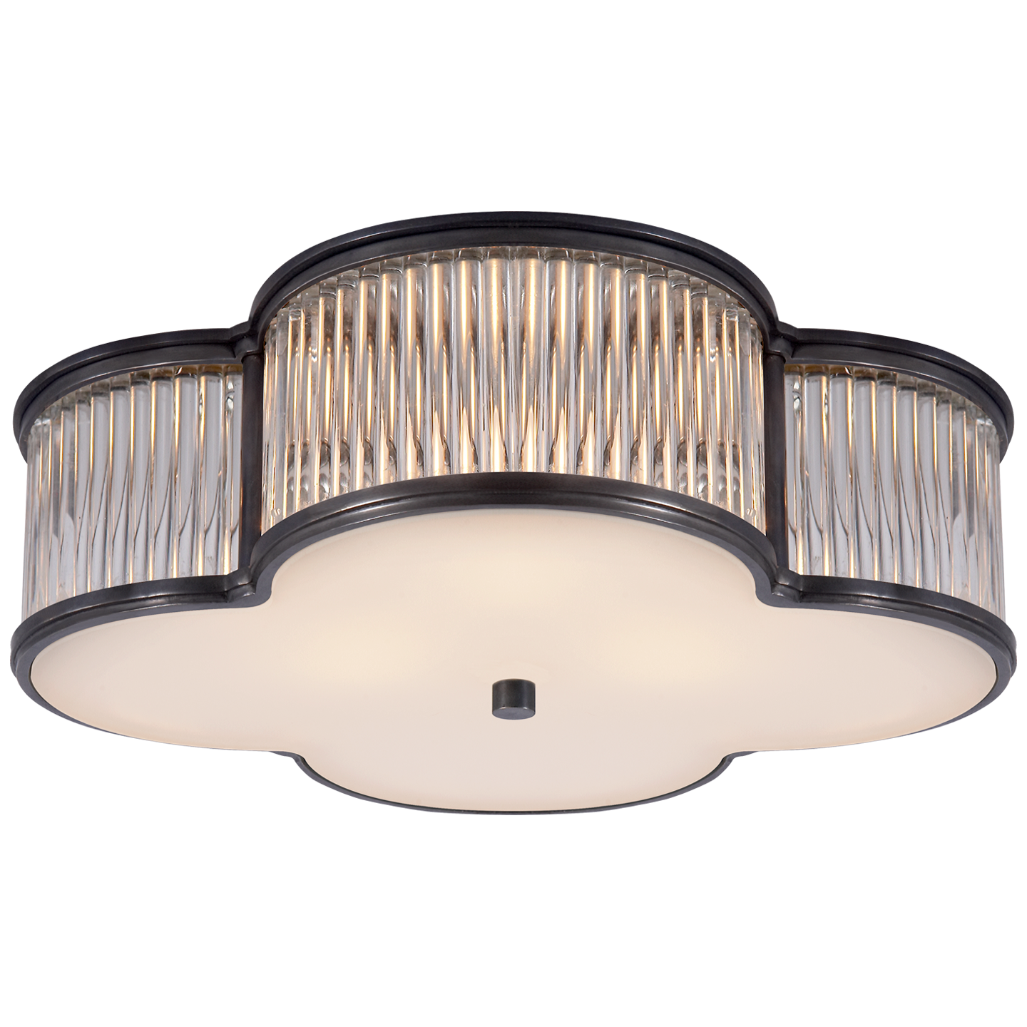 Basil 17" Flush Mount in Gun Metal and Clear Glass Rods with Frosted Glass
