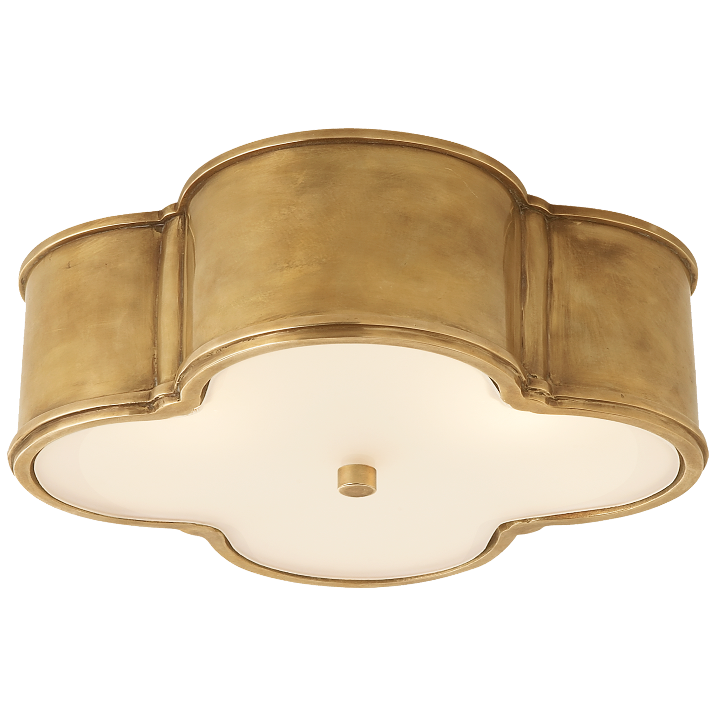 Basil 17" Flush Mount in Natural Brass with Frosted Glass