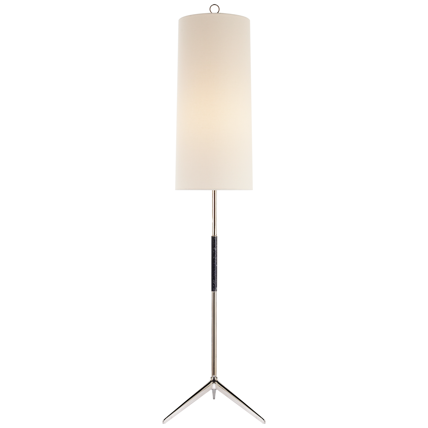 Frankfort Floor Lamp in Polished Nickel with Ebony Accents and Linen Shade