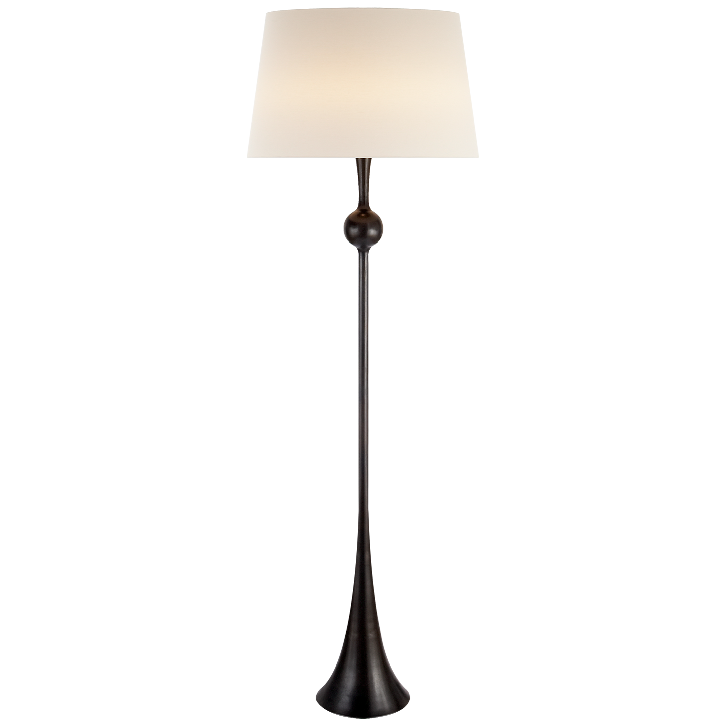 Dover Floor Lamp in Aged Iron with Linen Shade