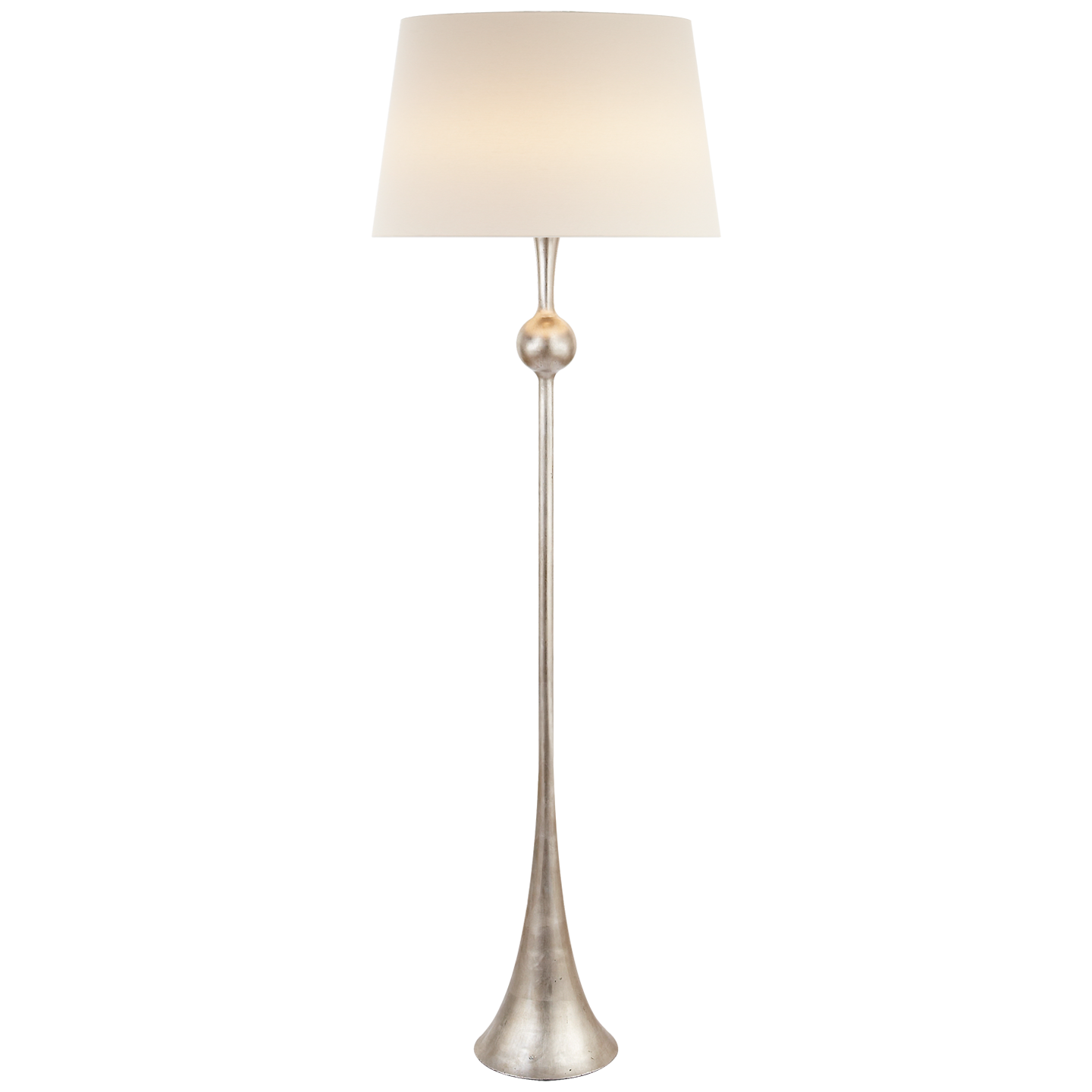 Dover Floor Lamp in Burnished Silver Leaf with Linen Shade