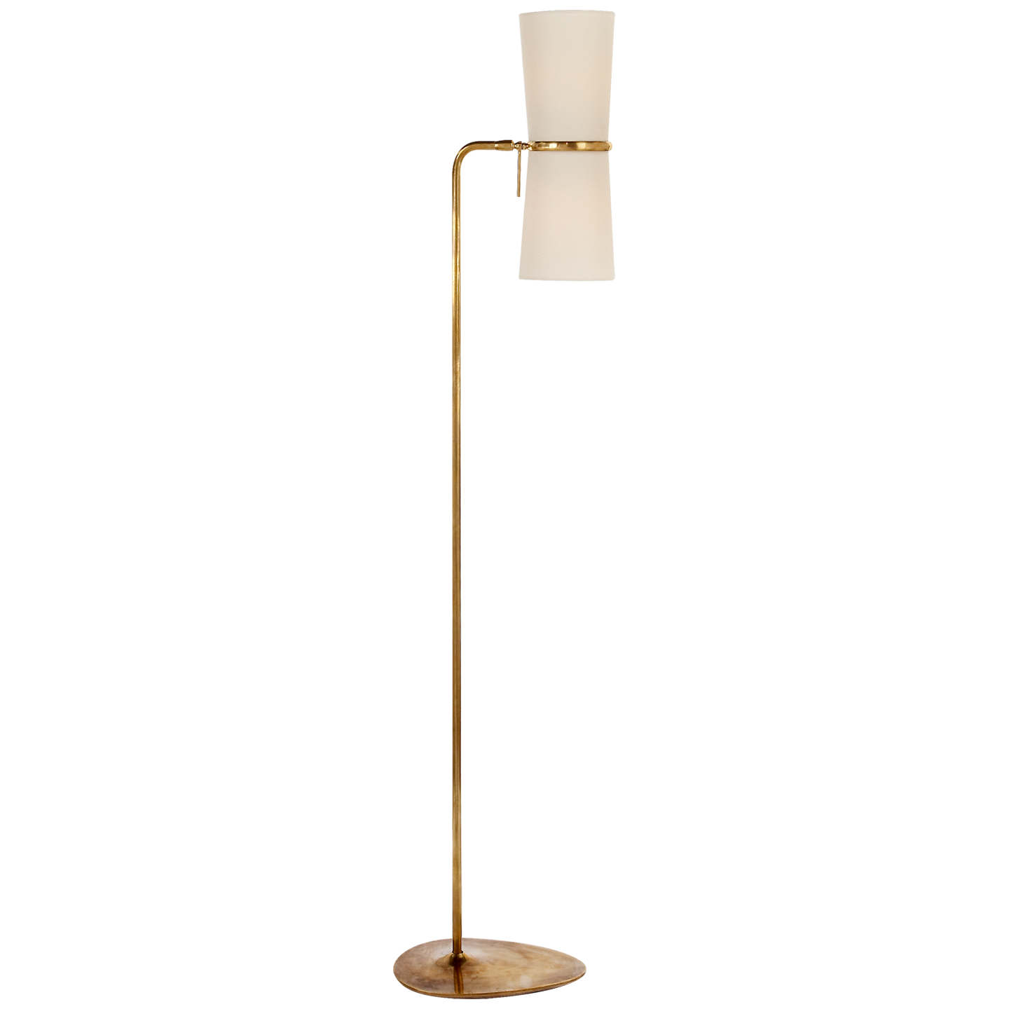 Clarkson Floor Lamp in Hand-Rubbed Antique Brass with Linen Shades