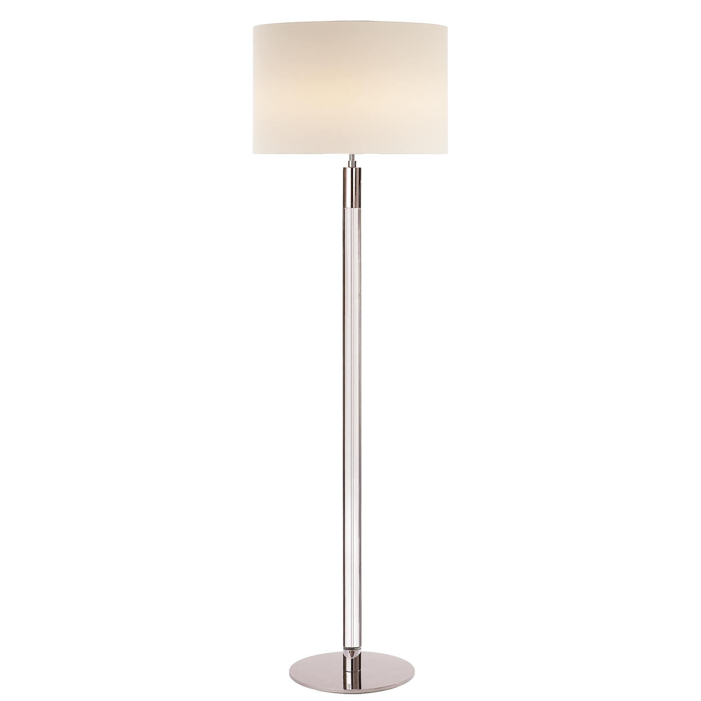 Riga Floor Lamp in Clear Glass and Polished Nickel with Linen Shade