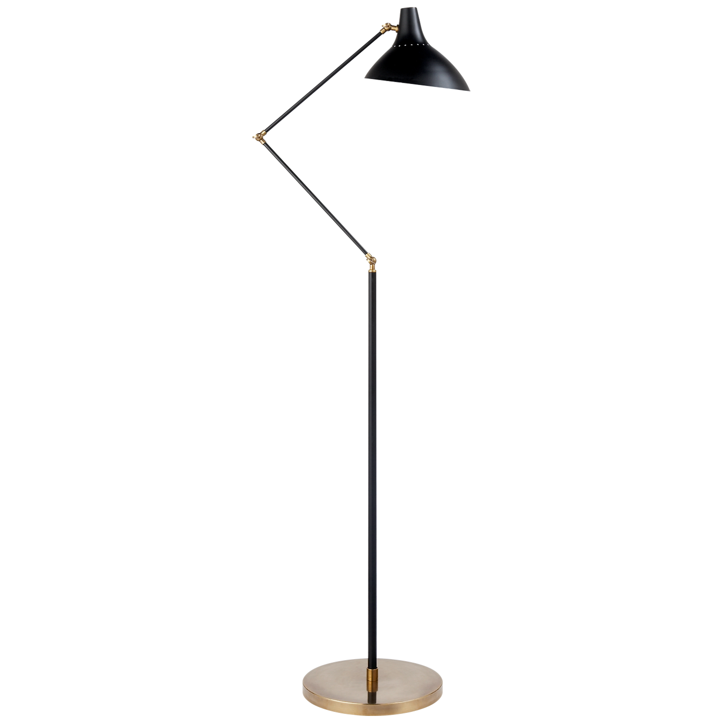 Charlton Floor Lamp in Black and Hand-Rubbed Antique Brass